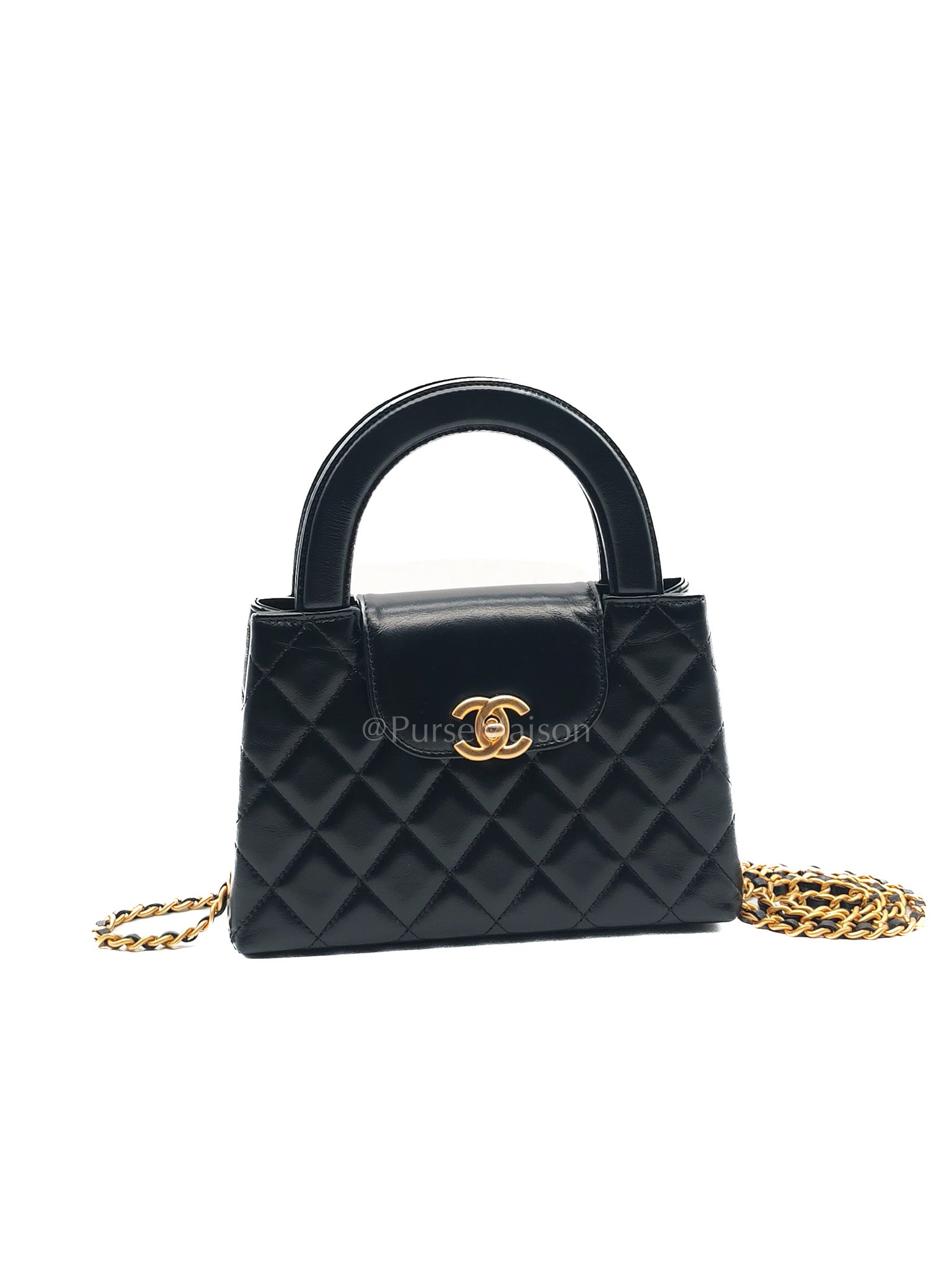 CC Kelly Small in Black Calfskin Leather & Aged Gold Hardware (Microchip)
