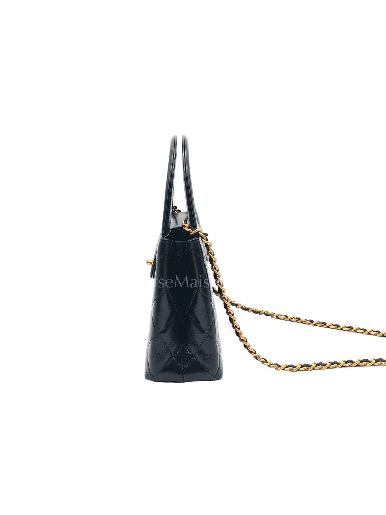 CC Kelly Small in Black Calfskin Leather & Aged Gold Hardware (Microchip)