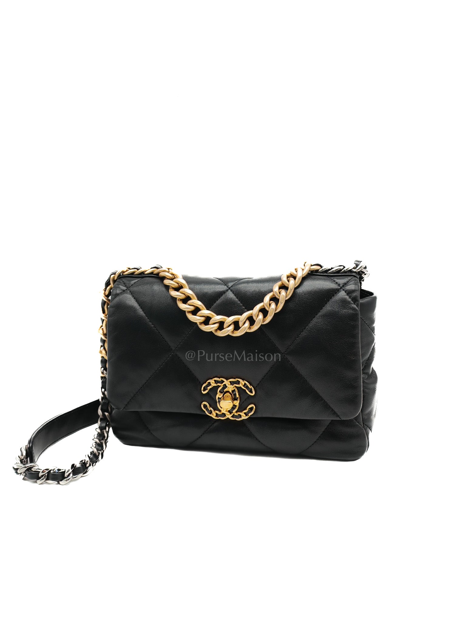 Chanel 19 Small in Black Quilted Lambskin Leather and Mixed hardware Series 30