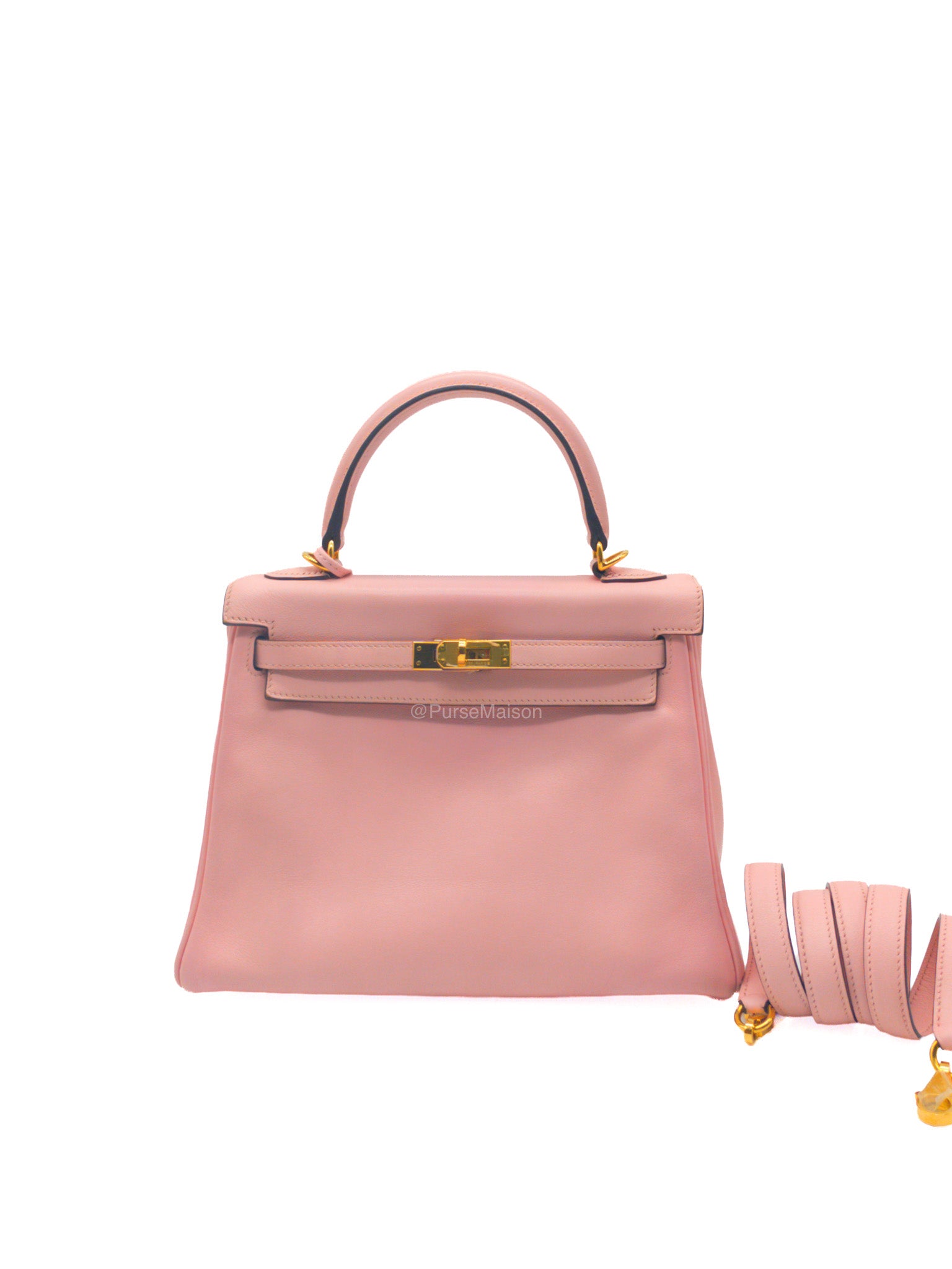 Hermes Kelly 25 Retourne in Rose Sakura Swift Leather and Gold Hardware Stamp T (2015)