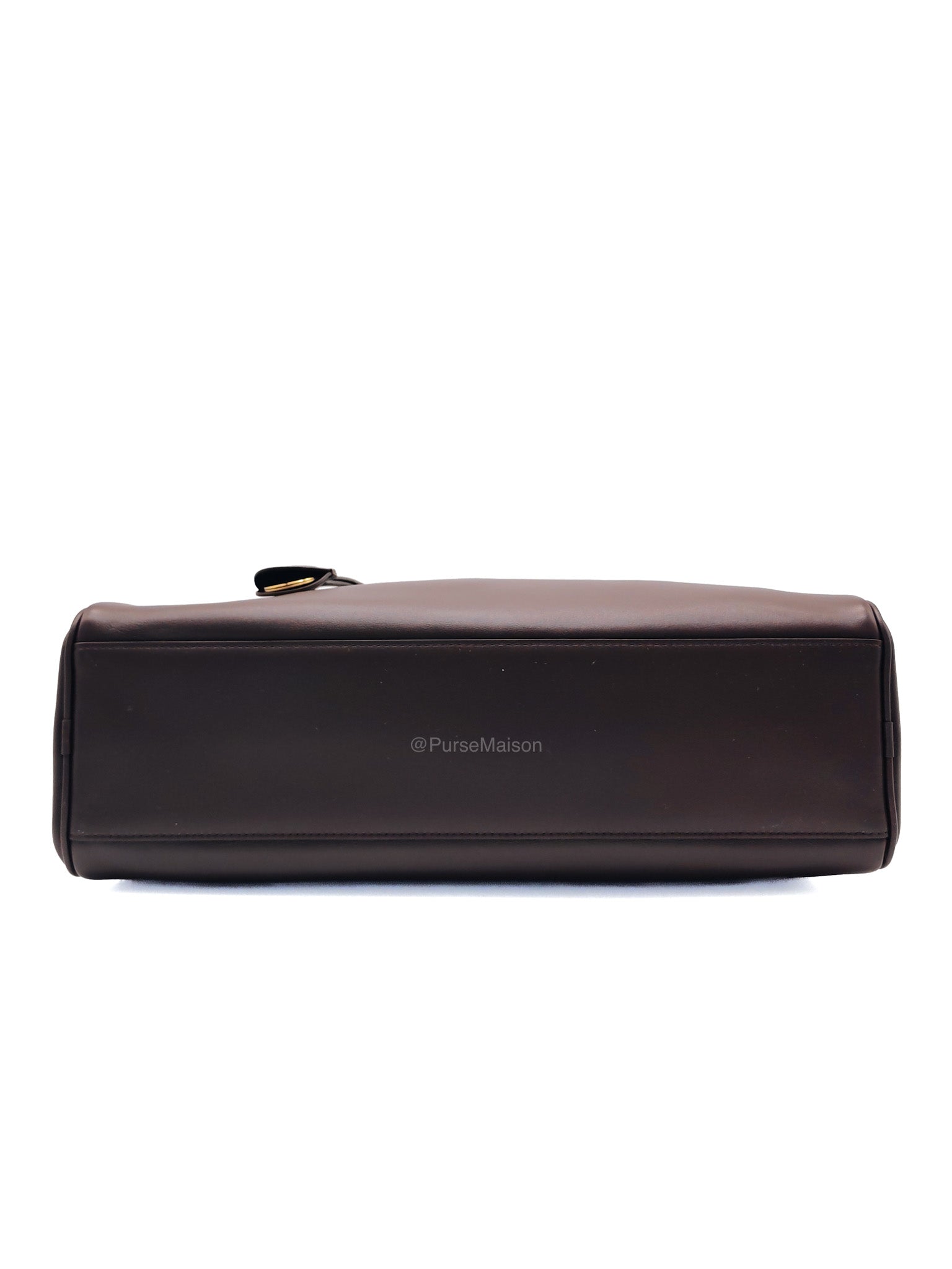 Chanel Large Bowling Bag in Dark Brown Calfskin Leather and Gold Hardware (Microchip)