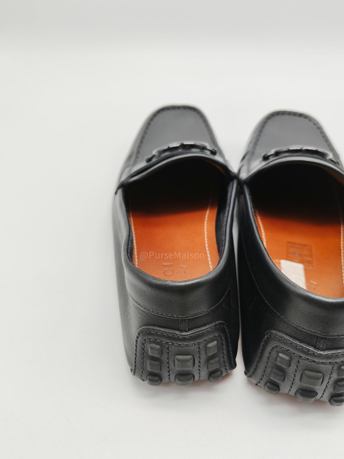 Gucci Interlocking G Driving Loafers in Black Leather Size 8.5 EU (27.5 cm)