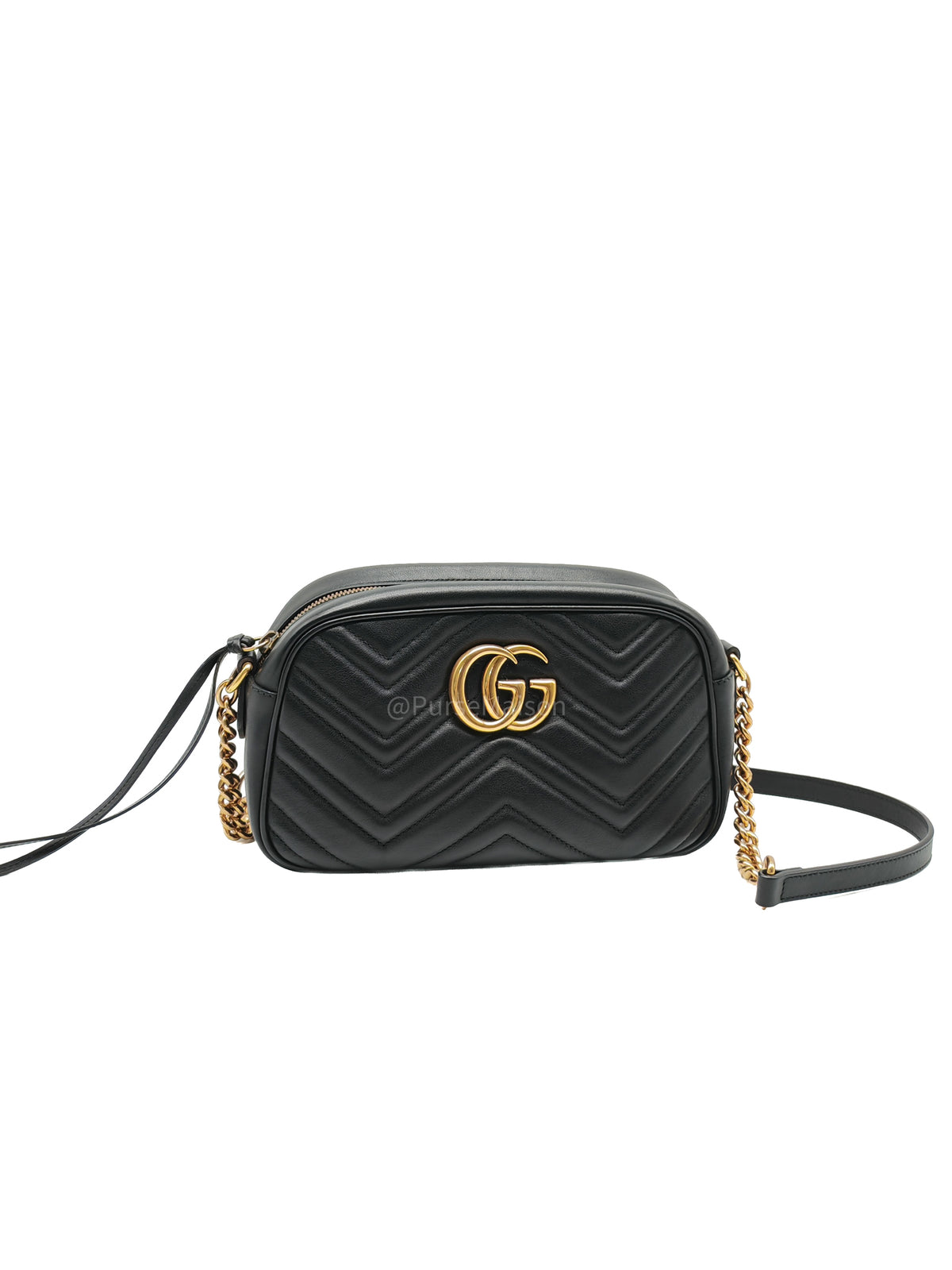 Gucci GG Marmont Camera Bag Small in Black Matelasse Leather Crossbody Bag