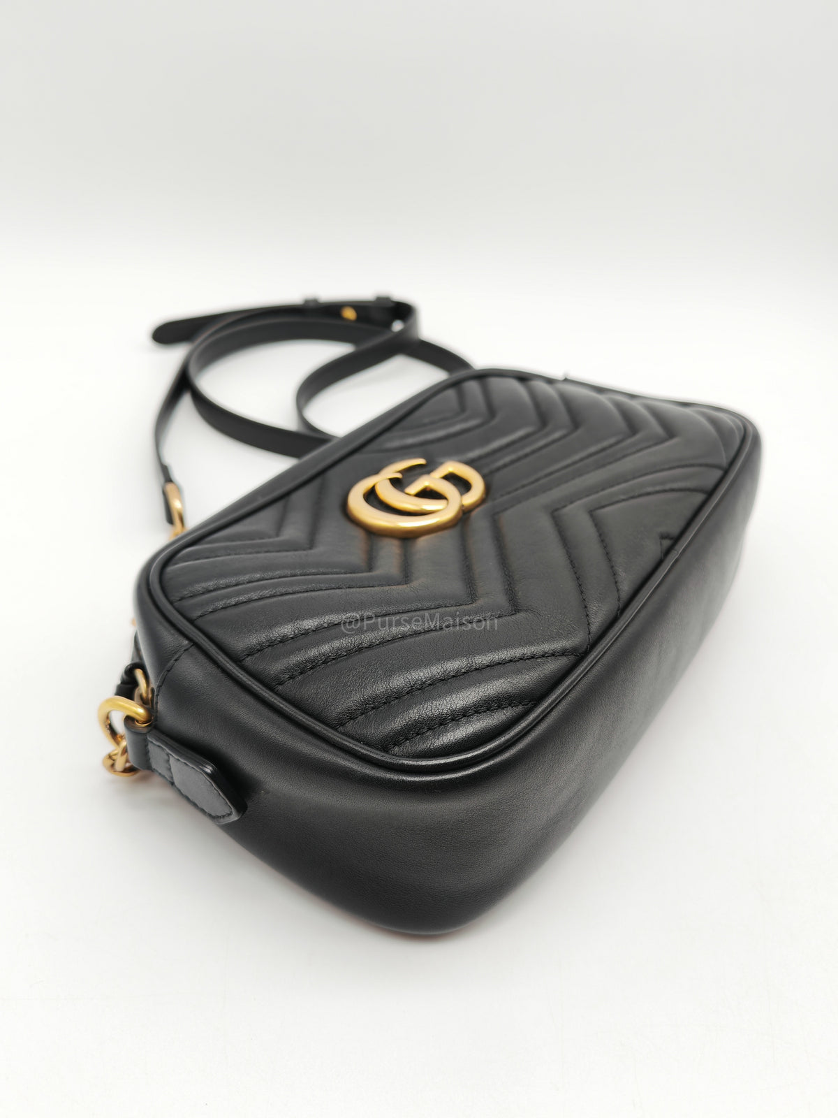 Gucci GG Marmont Camera Bag Small in Black Matelasse Leather Crossbody Bag