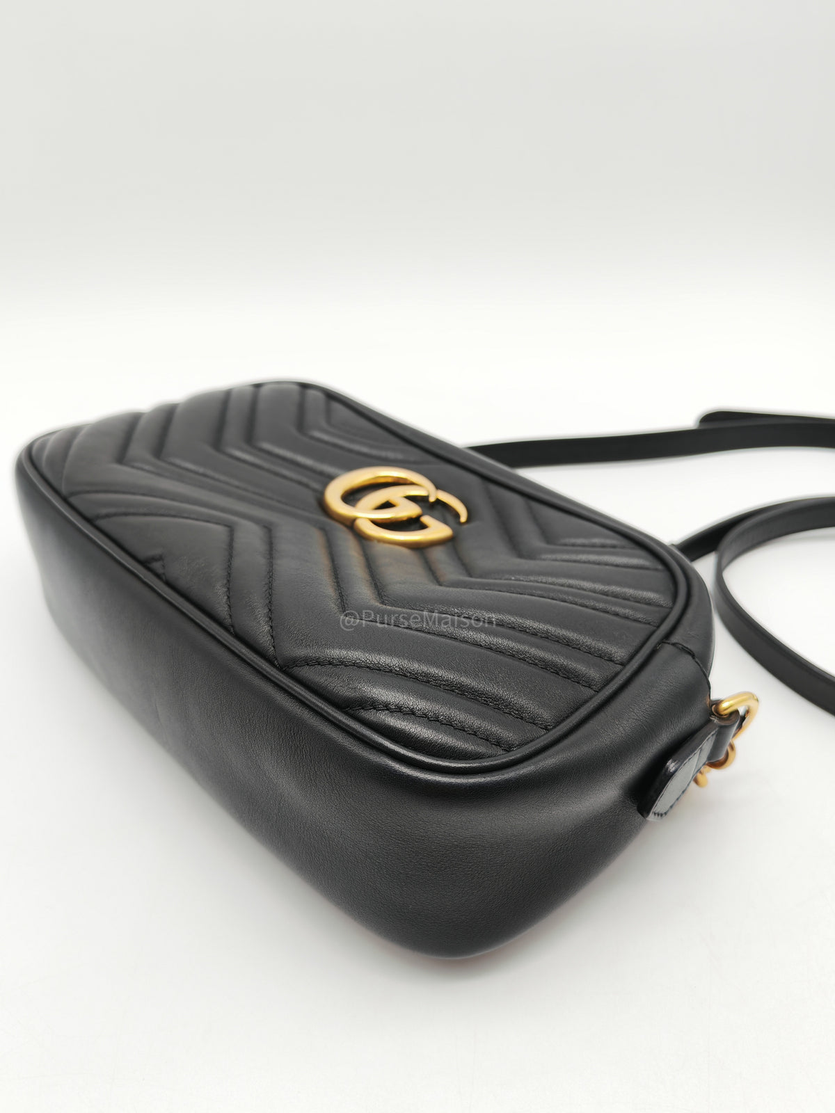 Gucci GG Marmont Camera Bag Small in Black Matelasse Leather Crossbody Bag
