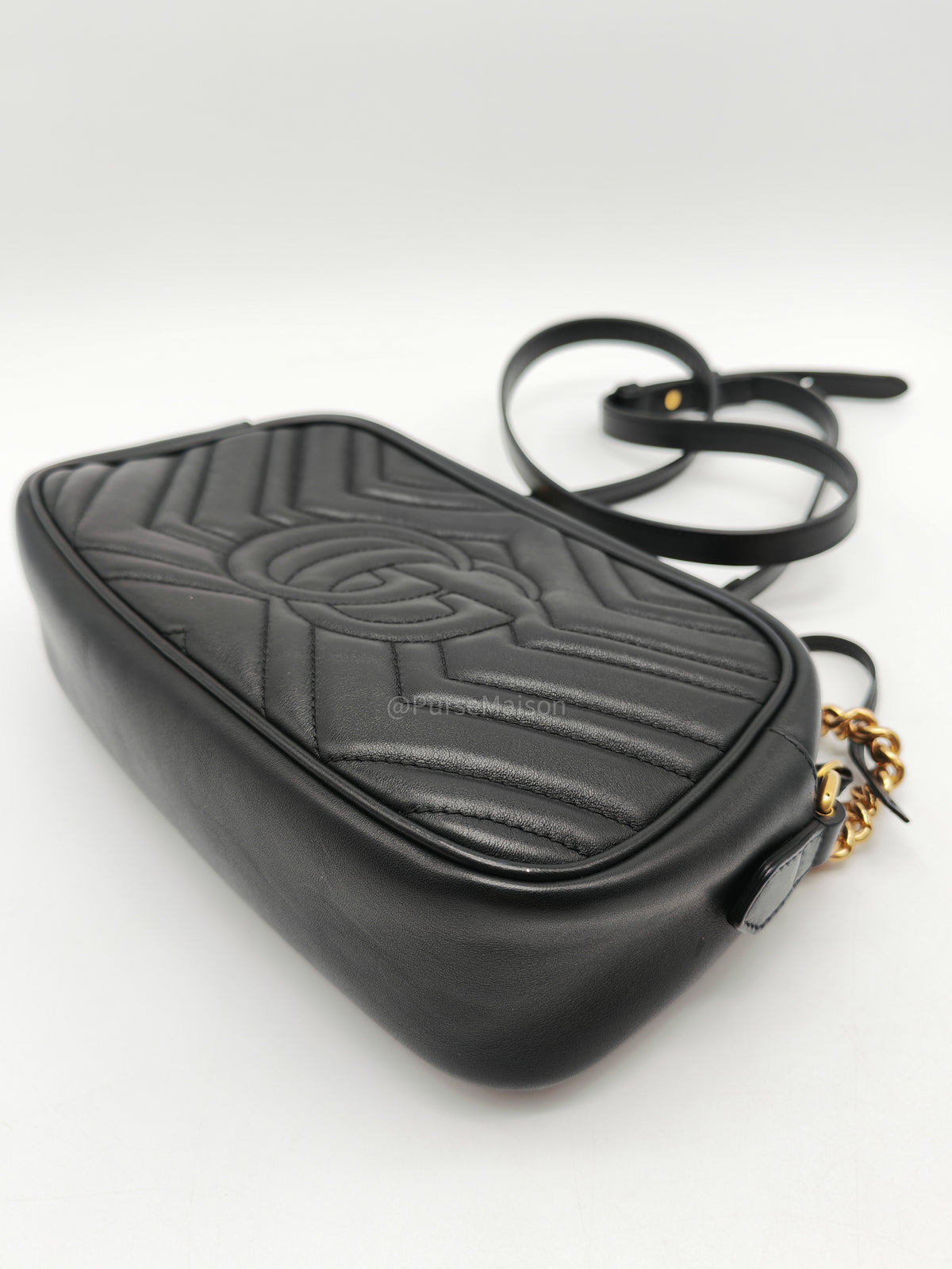 Gucci GG Marmont Camera Bag Small in Black Matelasse Leather Crossbody Bag
