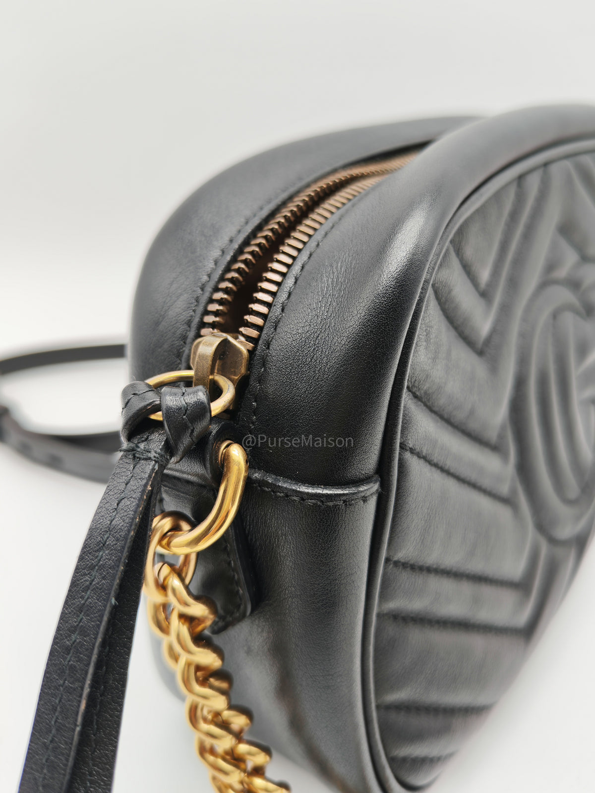 Gucci GG Marmont Camera Bag Small in Black Matelasse Leather Crossbody Bag