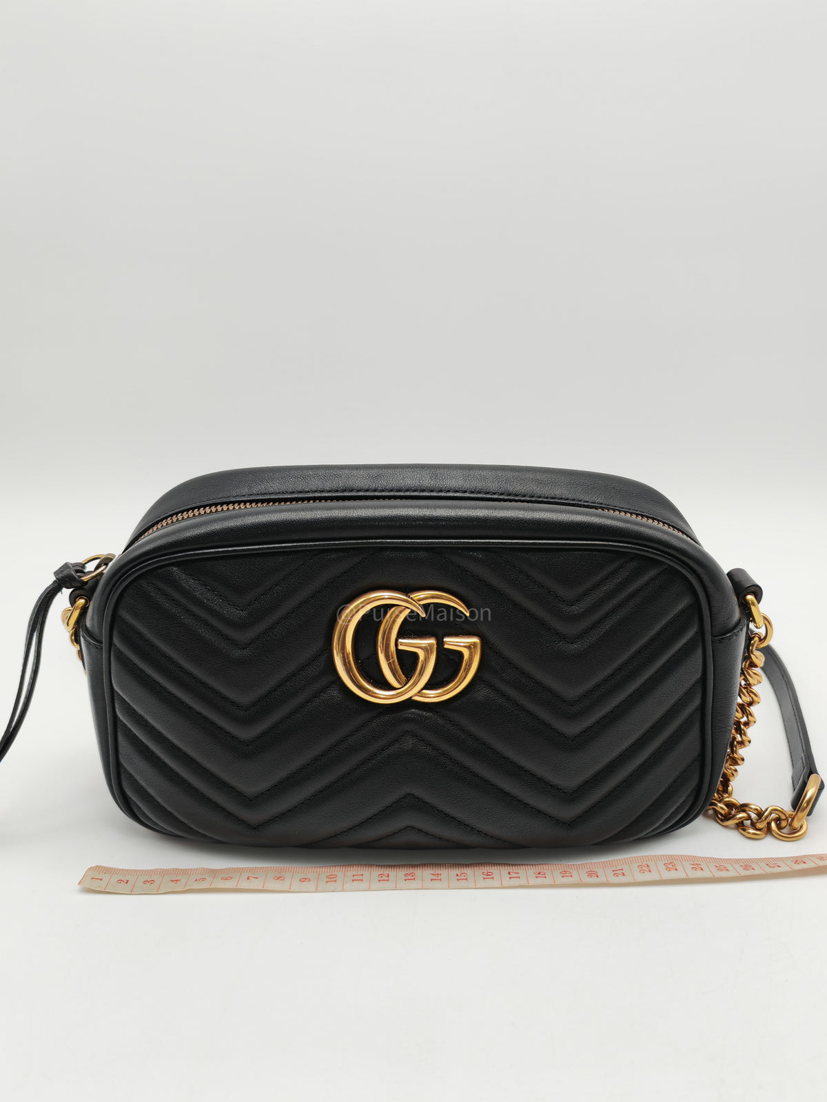 Gucci GG Marmont Camera Bag Small in Black Matelasse Leather Crossbody Bag
