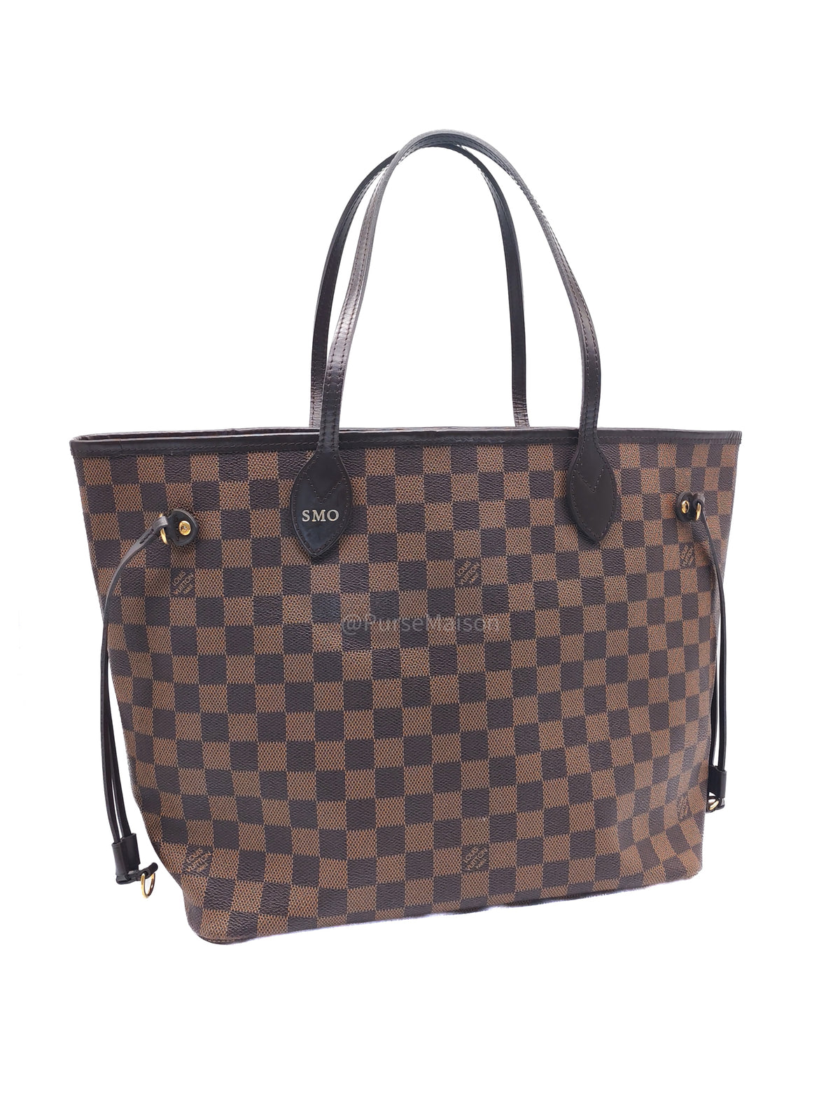 Louis Vuitton Neverfull MM in Damier Ebene Canvas (Date Code: CA4123) with S.M.O. Initials