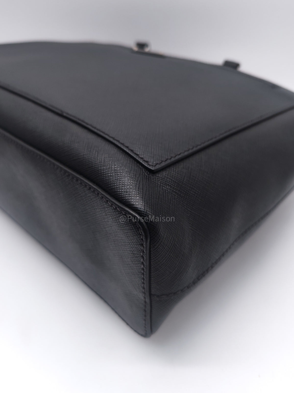 Prada Briefcase/Work Tote Bag in Black Saffiano Leather and Silver Hardware