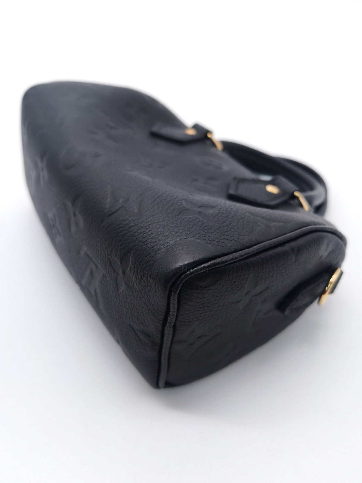Louis Vuitton Nano Speedy Bandouliere in Black Monogram Empreinte Leather and Gold Hardware Microchip