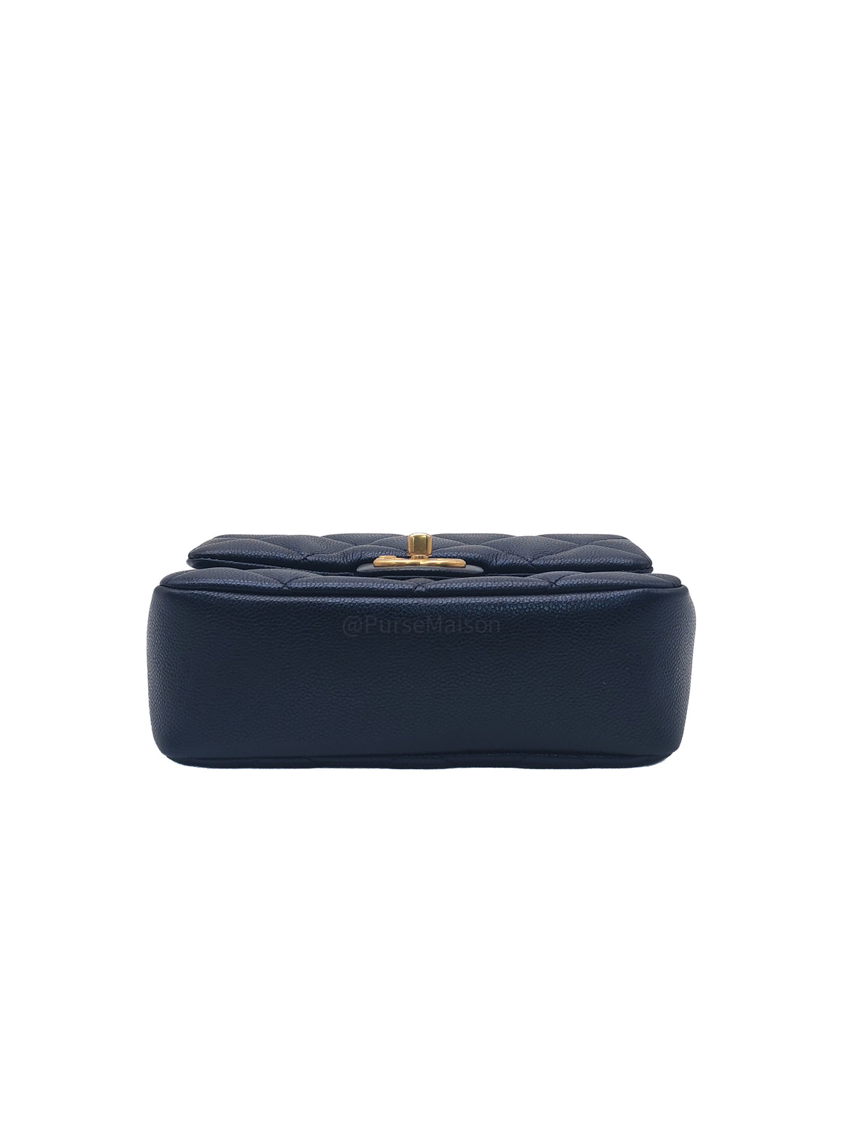 Chanel My Perfect Mini Flap Bag in Iridescent Dark Navy Blue Caviar Leather and Aged Gold Hardware Microchip (ET****U0)