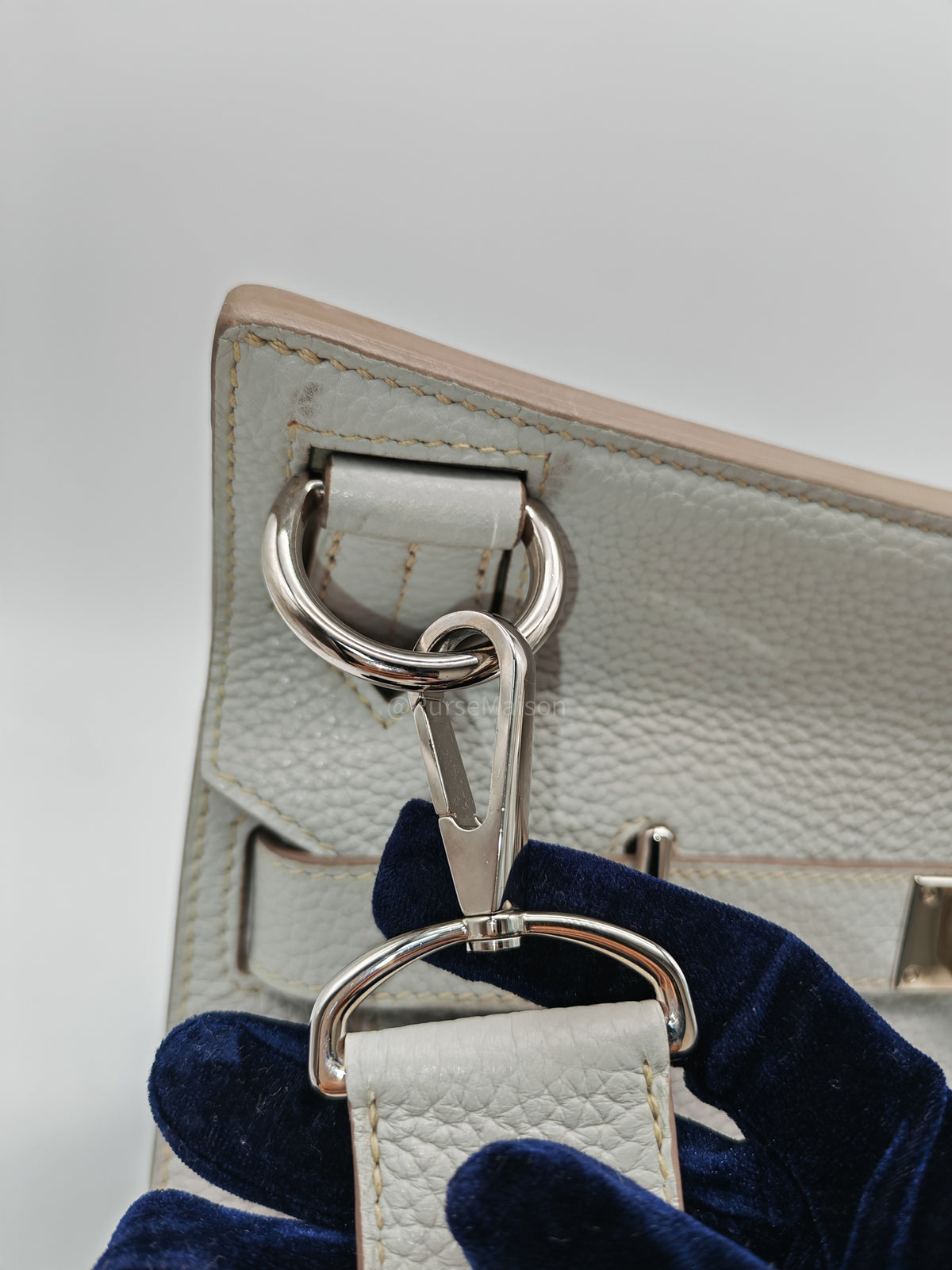 Hermes Jypsiere 31 Gris Pearl Clemence Leather Palladium Hardware Stamp Q Square (2013)