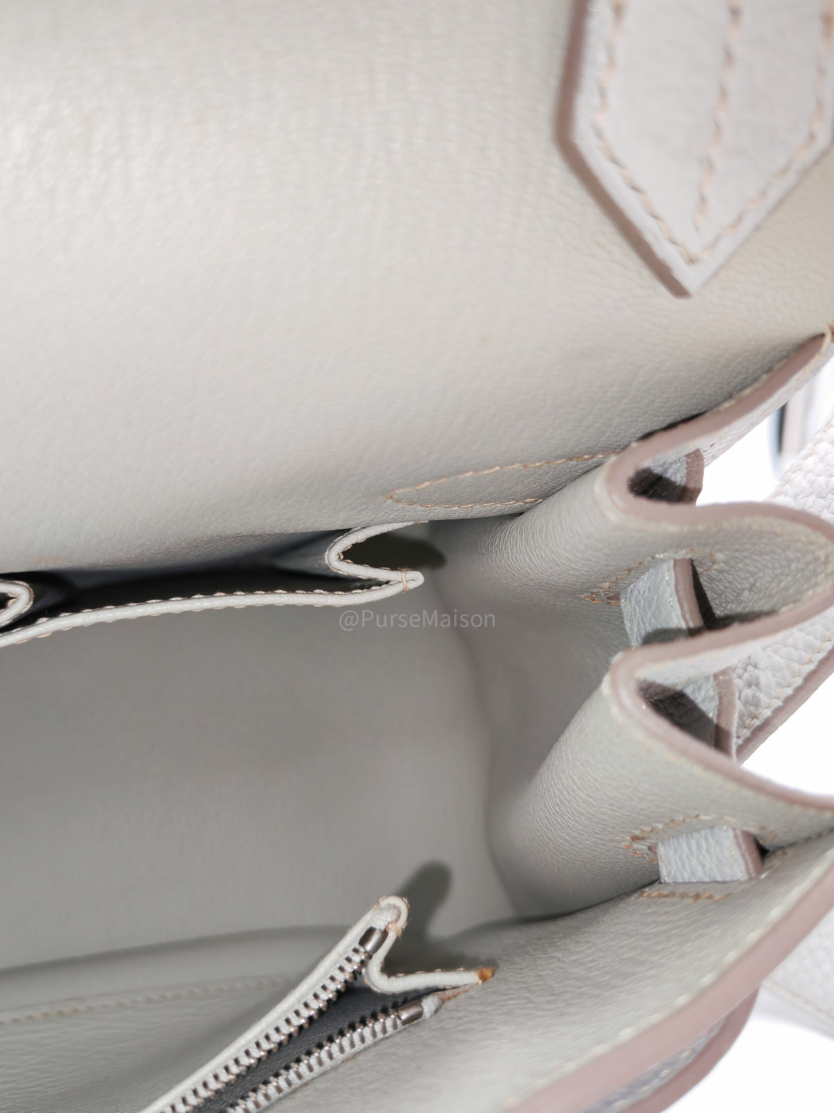 Hermes Jypsiere 31 Gris Pearl Clemence Leather Palladium Hardware Stamp Q Square (2013)