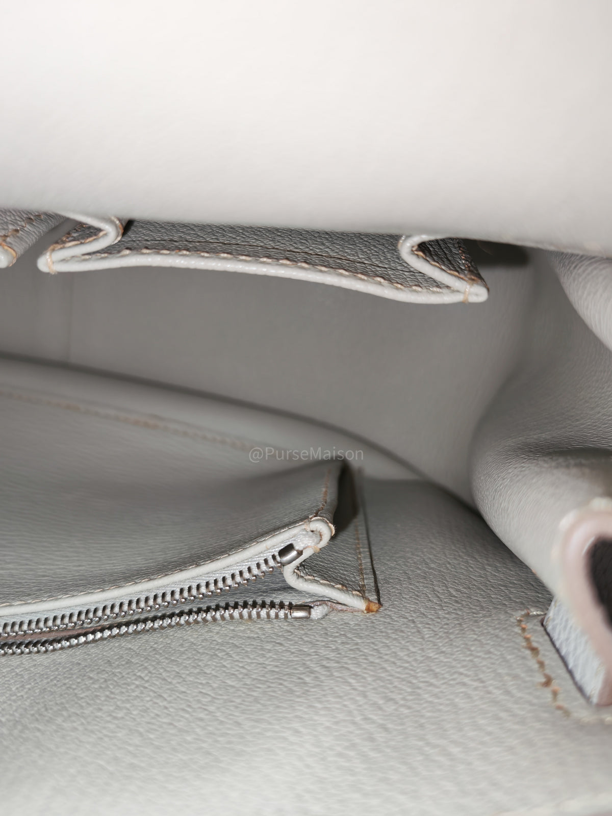 Hermes Jypsiere 31 Gris Pearl Clemence Leather Palladium Hardware Stamp Q Square (2013)
