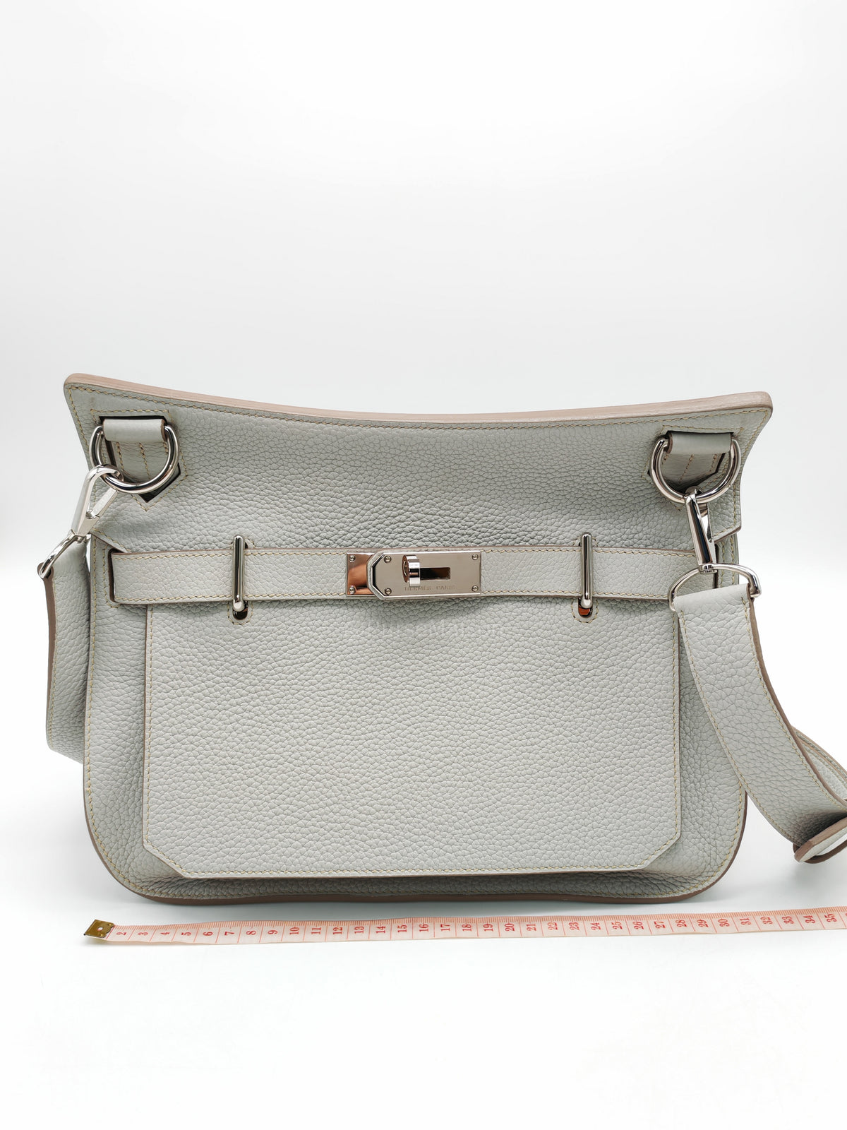 Hermes Jypsiere 31 Gris Pearl Clemence Leather Palladium Hardware Stamp Q Square (2013)
