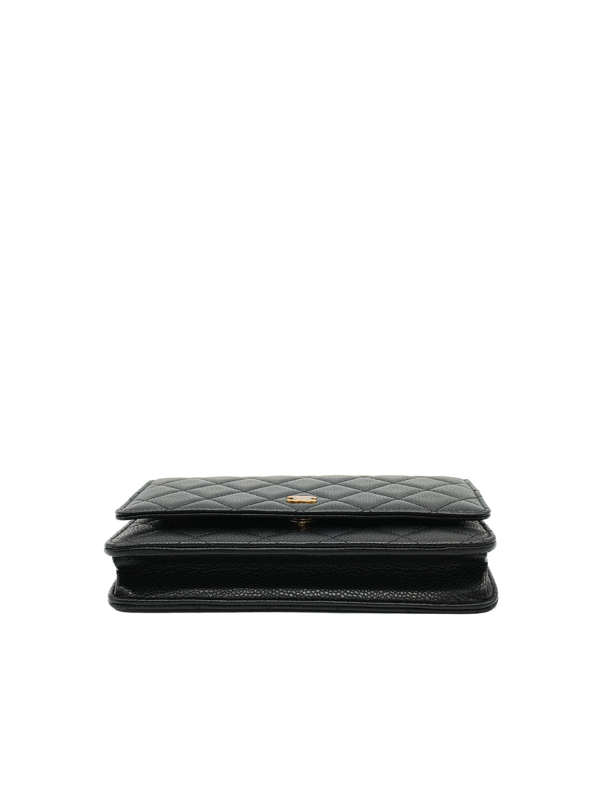 Chanel Classic Wallet On Chain (WOC) in Black Caviar Leather and Gold Hardware Microchip (2024)
