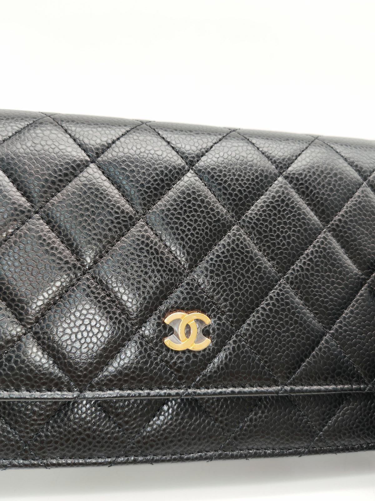 Chanel Classic Wallet On Chain (WOC) in Black Caviar Leather and Gold Hardware Microchip (2024)