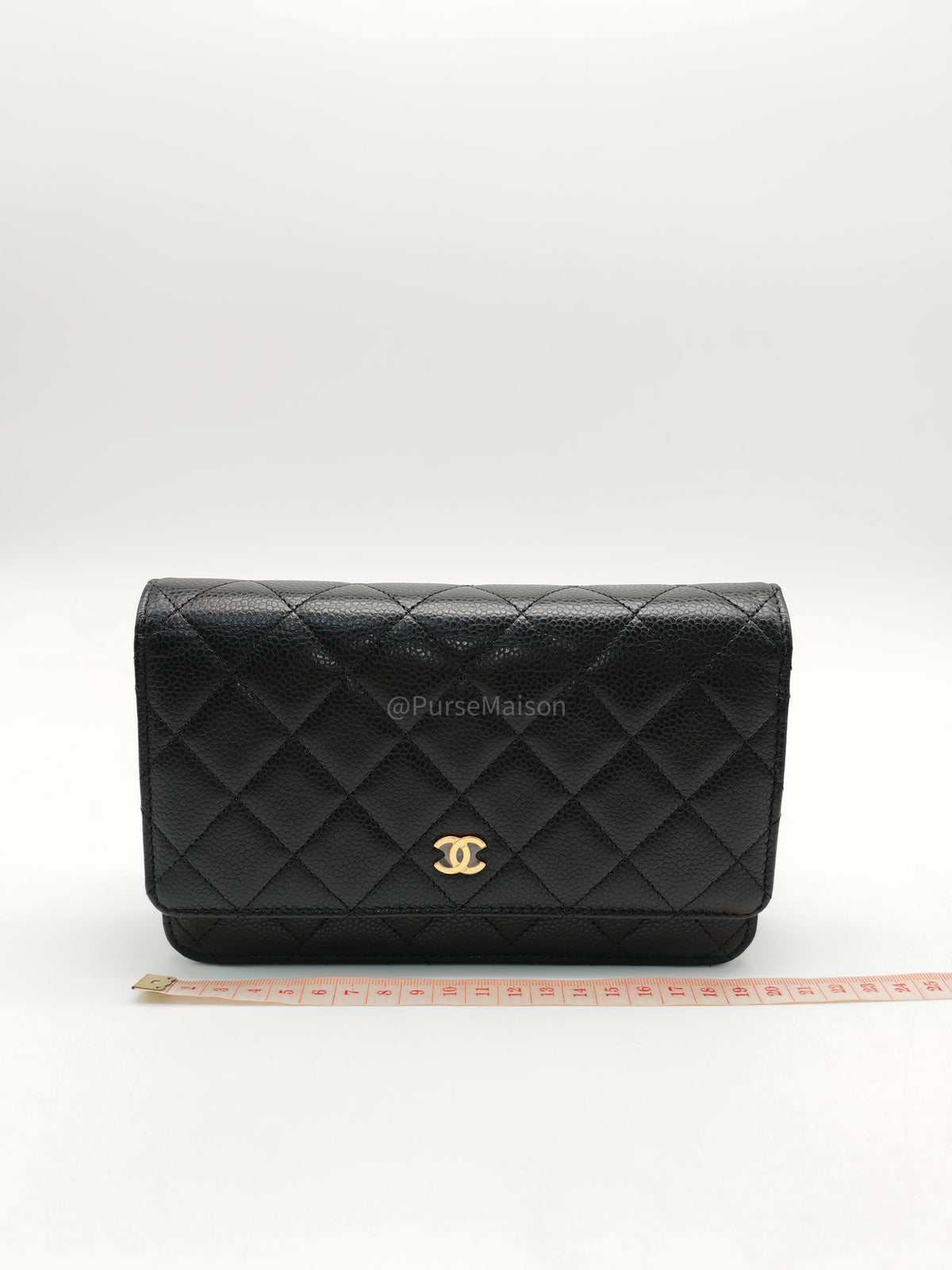 Chanel Classic Wallet On Chain (WOC) in Black Caviar Leather and Gold Hardware Microchip (2024)
