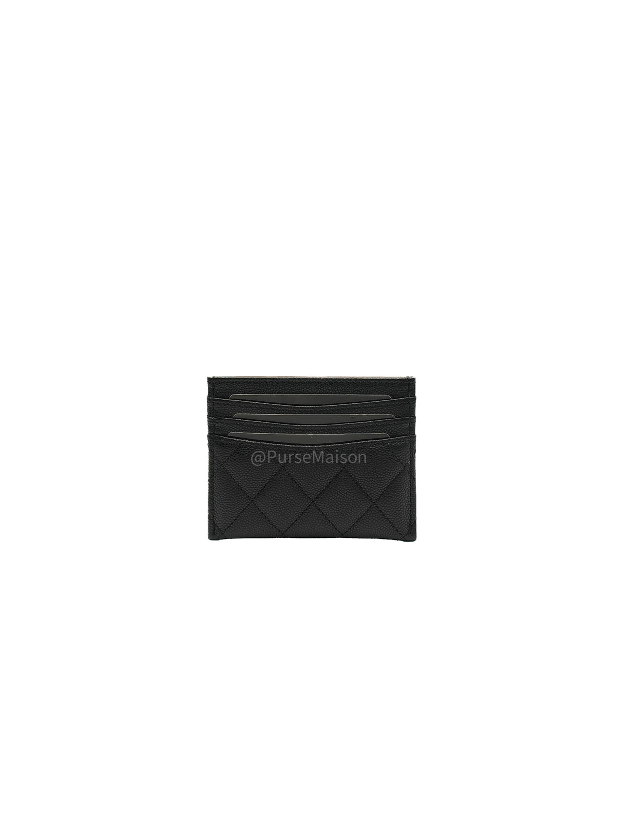 Chanel Flat Card Holder Medium in Black Caviar Leather and Light Gold Hardware Microchip