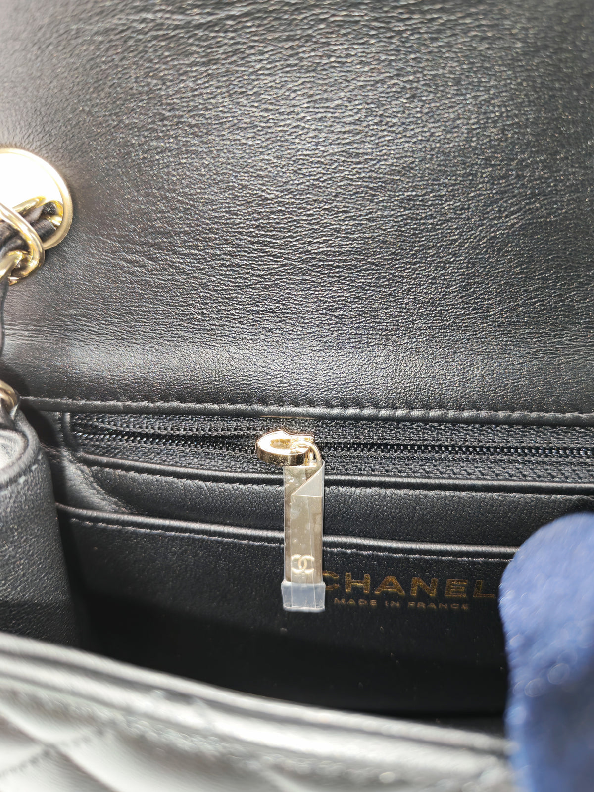Chanel Mini Square Flap Bag in Black Quilted Lambskin Leather and Light Gold Hardware Microchip (T3****KK)