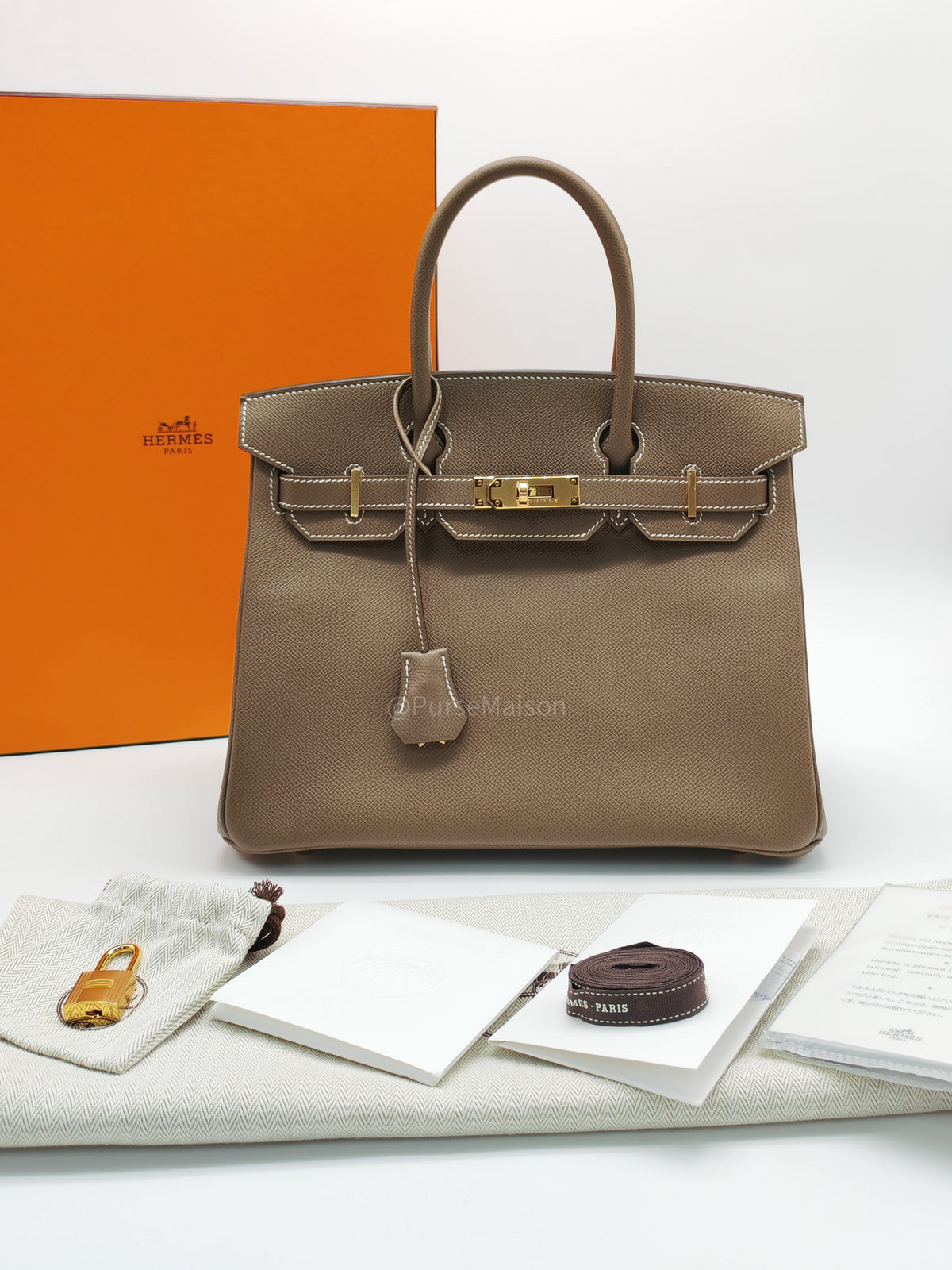 Hermes Birkin 30 in Etoupe Epsom Leather & Gold Hardware Stamp Y (2020)