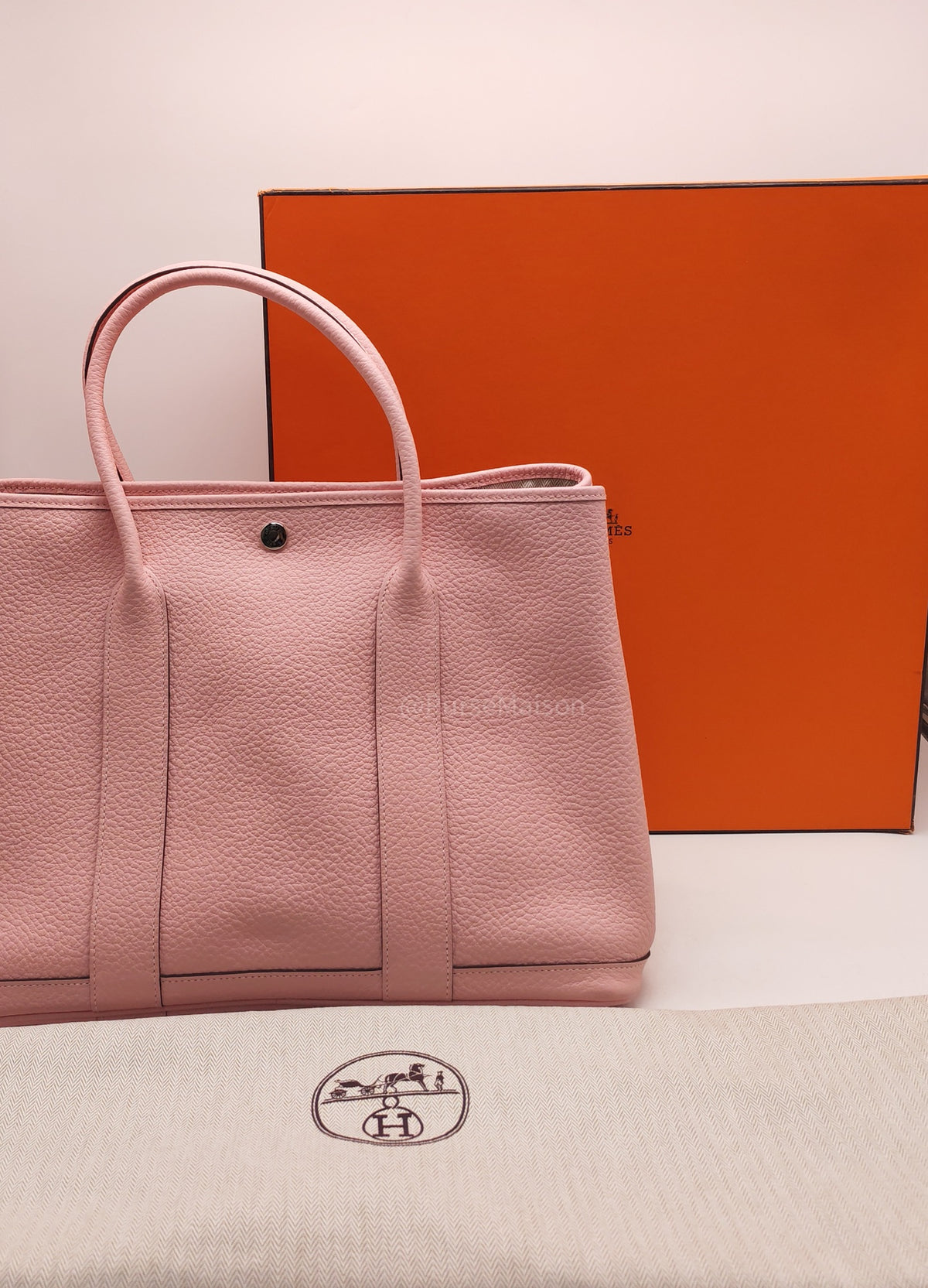 Hermes Garden Party Tote 36 (GPT) in Rose Sakura Clemence Leather and Palladium Hardware Stamp T (2015)