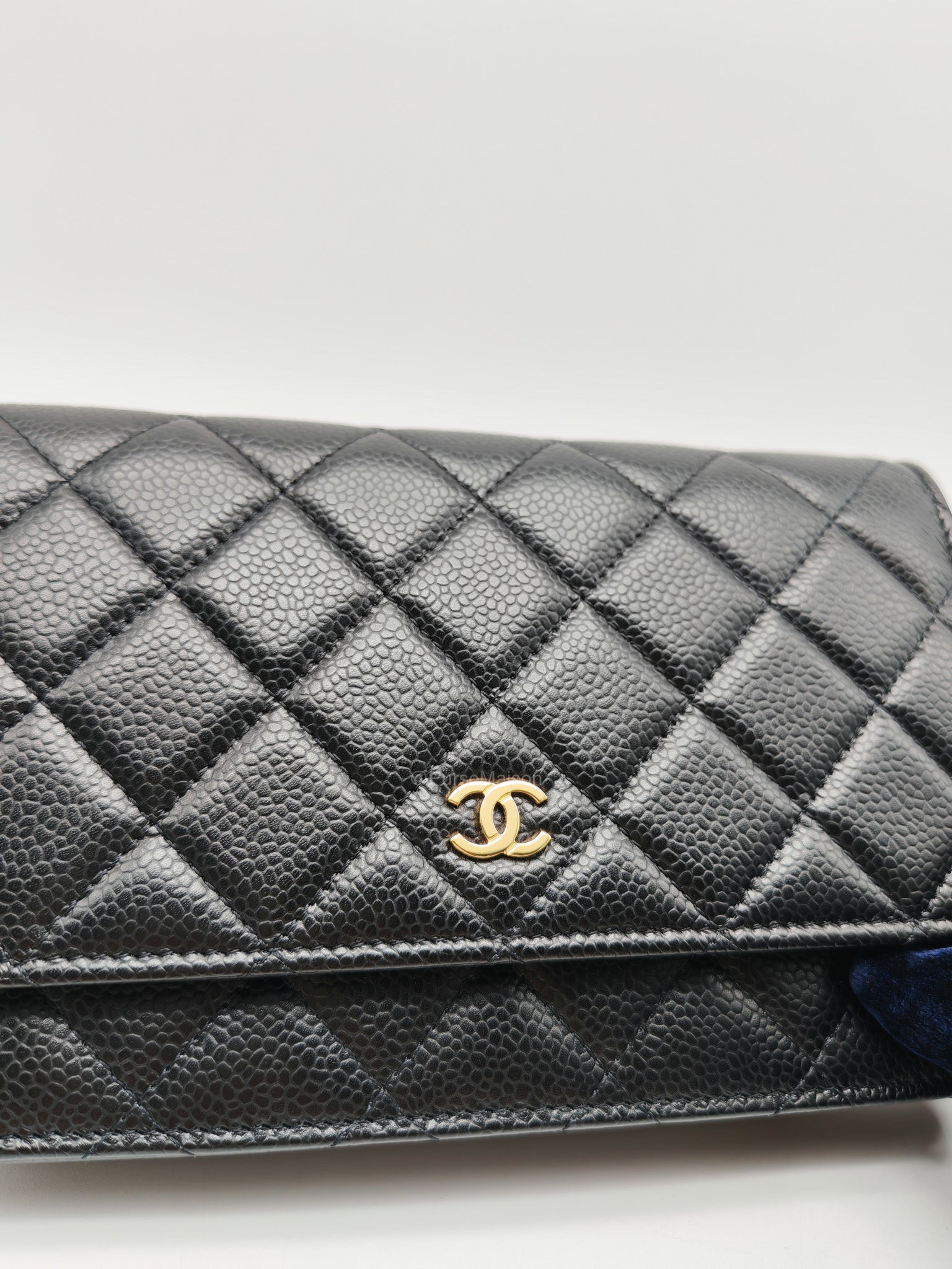 Chanel Wallet on Chain in Black Quilted Caviar Leather and Gold Hardware Microchip