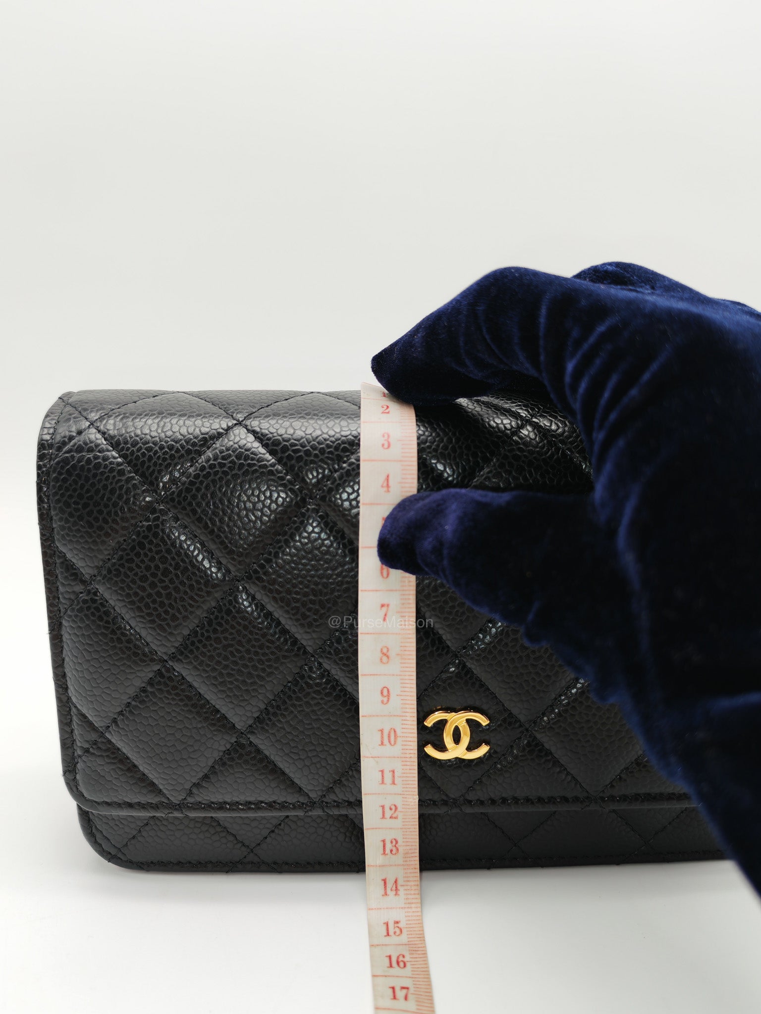 Chanel Wallet on Chain in Black Quilted Caviar Leather and Gold Hardware Microchip