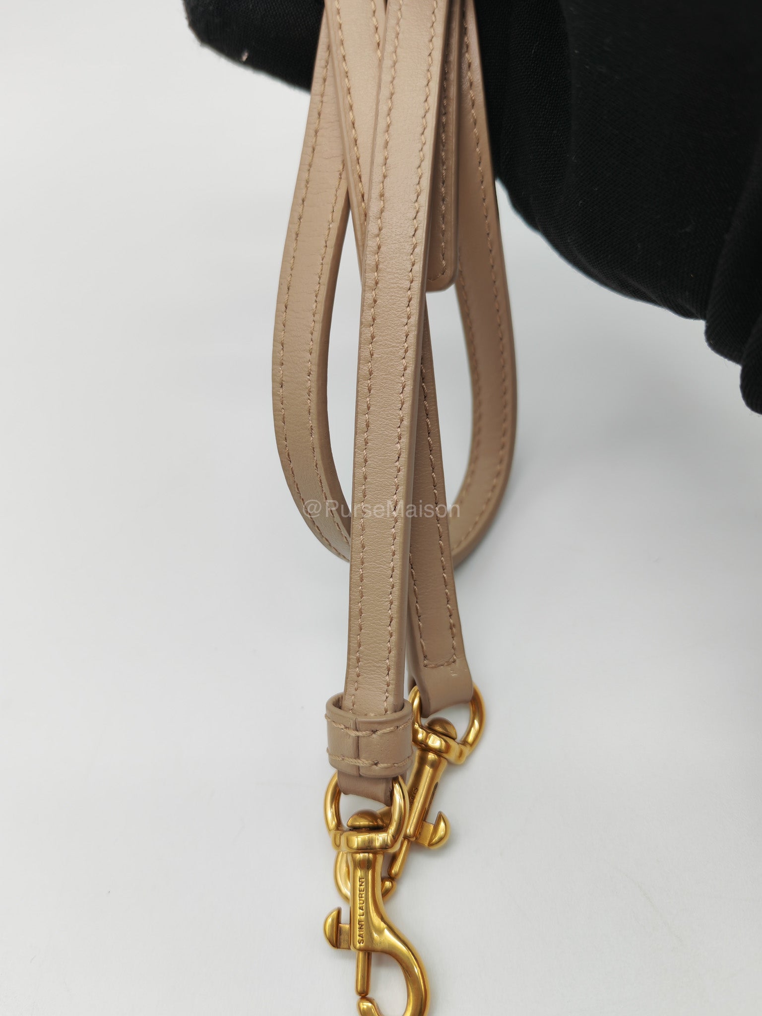 Yves Saint Laurent Toy Loulou Bag in Beige Chevron Quilted Calfskin Leather and Gold Hardware