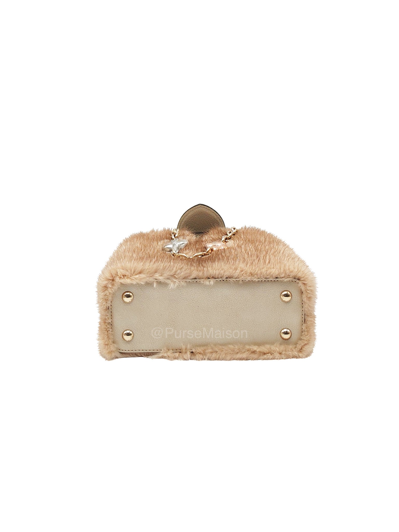 Louis Vuitton Capucines Handbag in Metallic Gold Goatskin Leather & Mink Fur (Microchip)