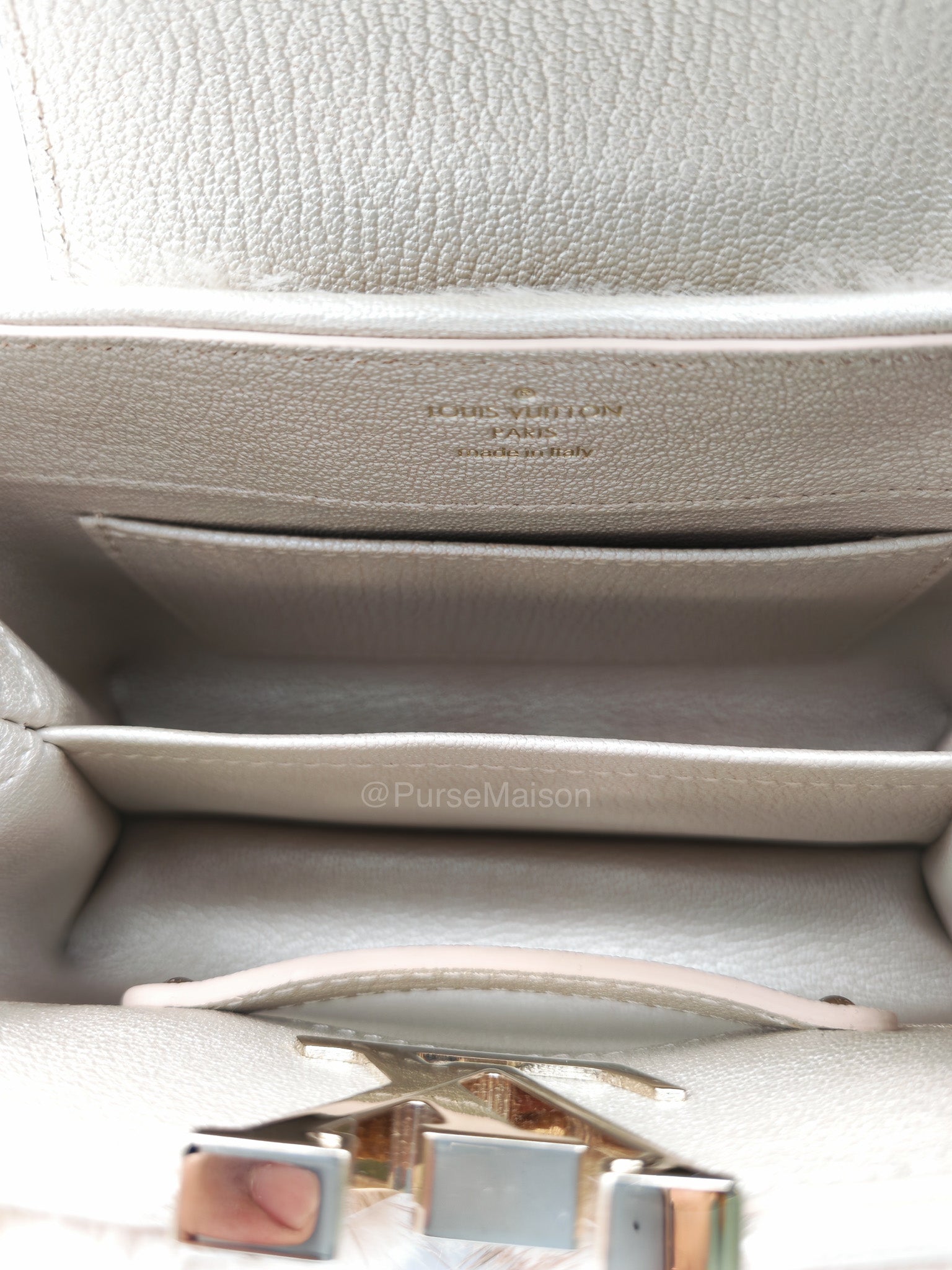 Louis Vuitton Capucines Handbag in Metallic Gold Goatskin Leather & Mink Fur (Microchip)