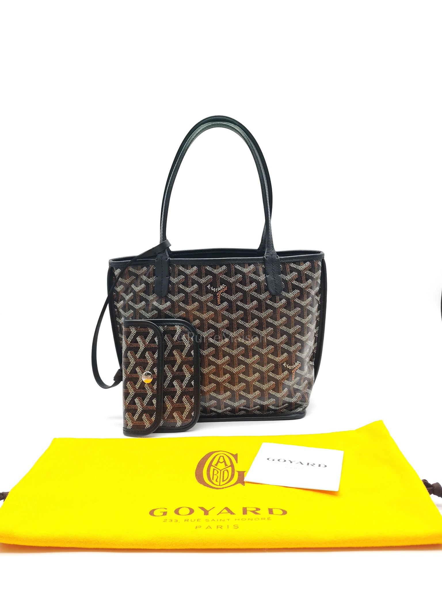 Mini Anjou in Black Goyardine Canvas