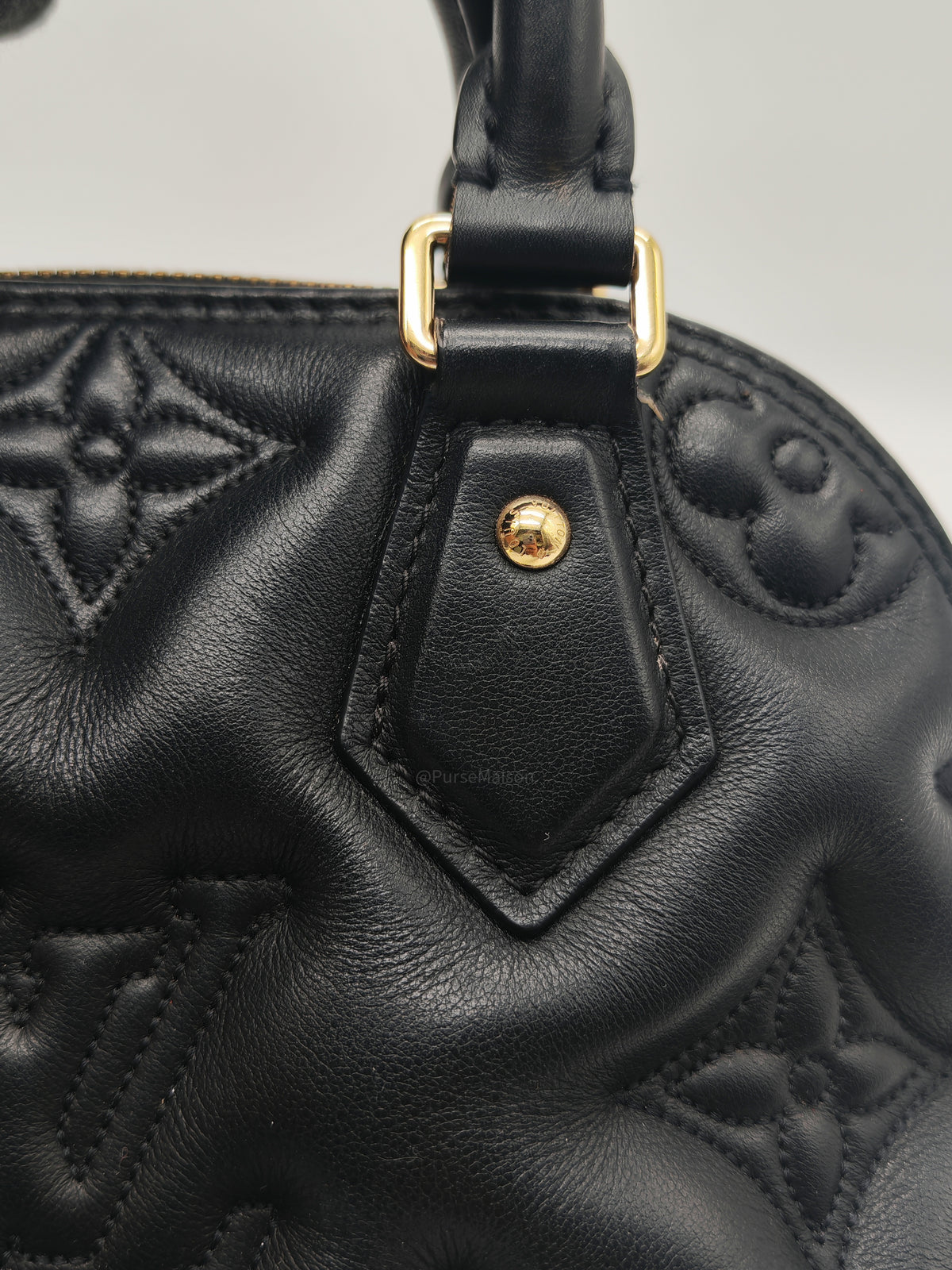 Louis Vuitton Alma BB in Black Bubblegram Quilted Calfskin Leather and Gold Hardware Microchip