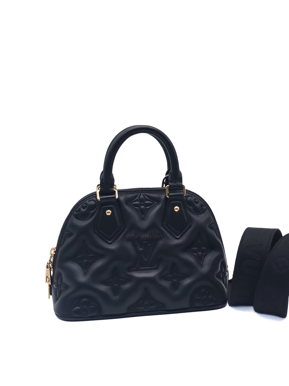 Louis Vuitton Alma BB in Black Bubblegram Quilted Calfskin Leather and Gold Hardware Microchip
