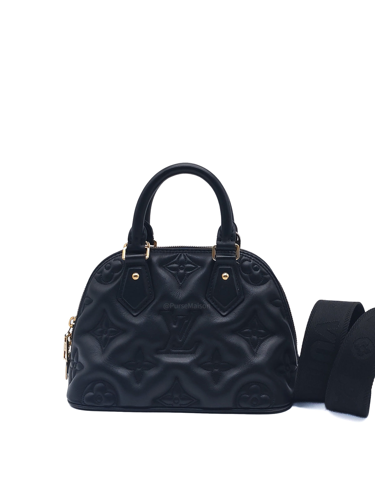 Louis Vuitton Alma BB in Black Bubblegram Quilted Calfskin Leather and Gold Hardware Microchip