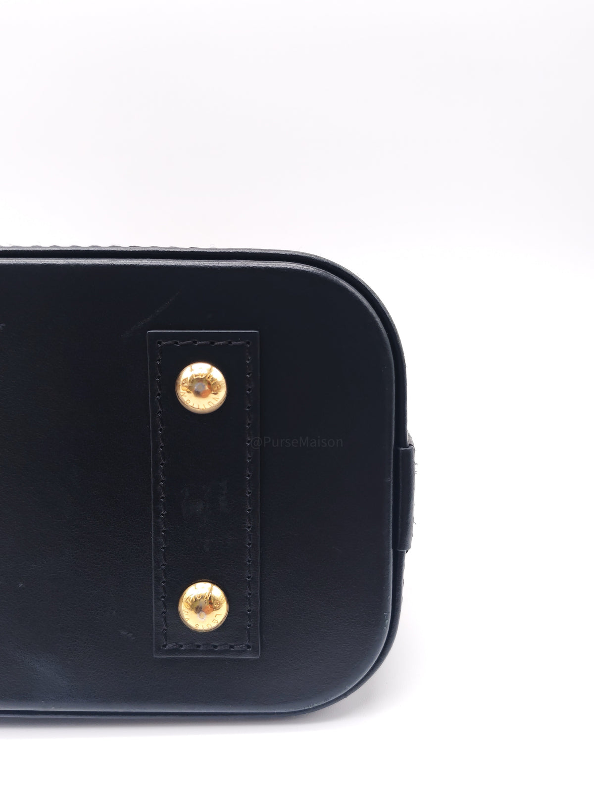 Louis Vuitton Alma BB in Malletage White and Black Lambskin Leather Gold Hardware Microchip