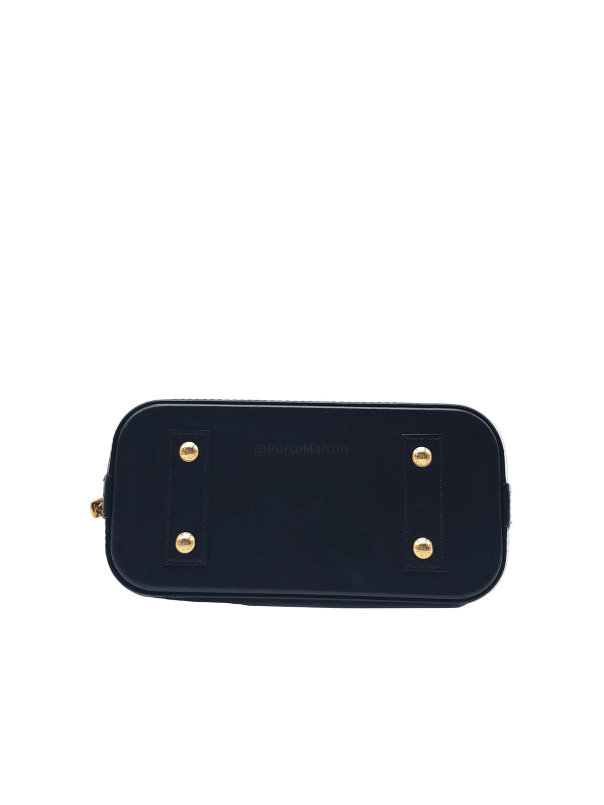 Louis Vuitton Alma BB in Malletage White and Black Lambskin Leather Gold Hardware Microchip