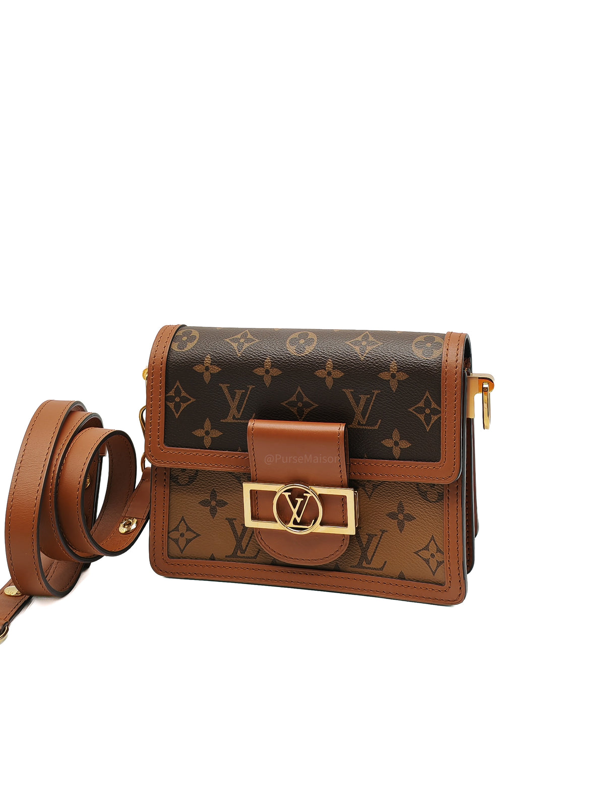 Louis Vuitton Mini Dauphine Bag in Monogram Reverse Canvas and Gold Hardware (Datecode: AA3179)