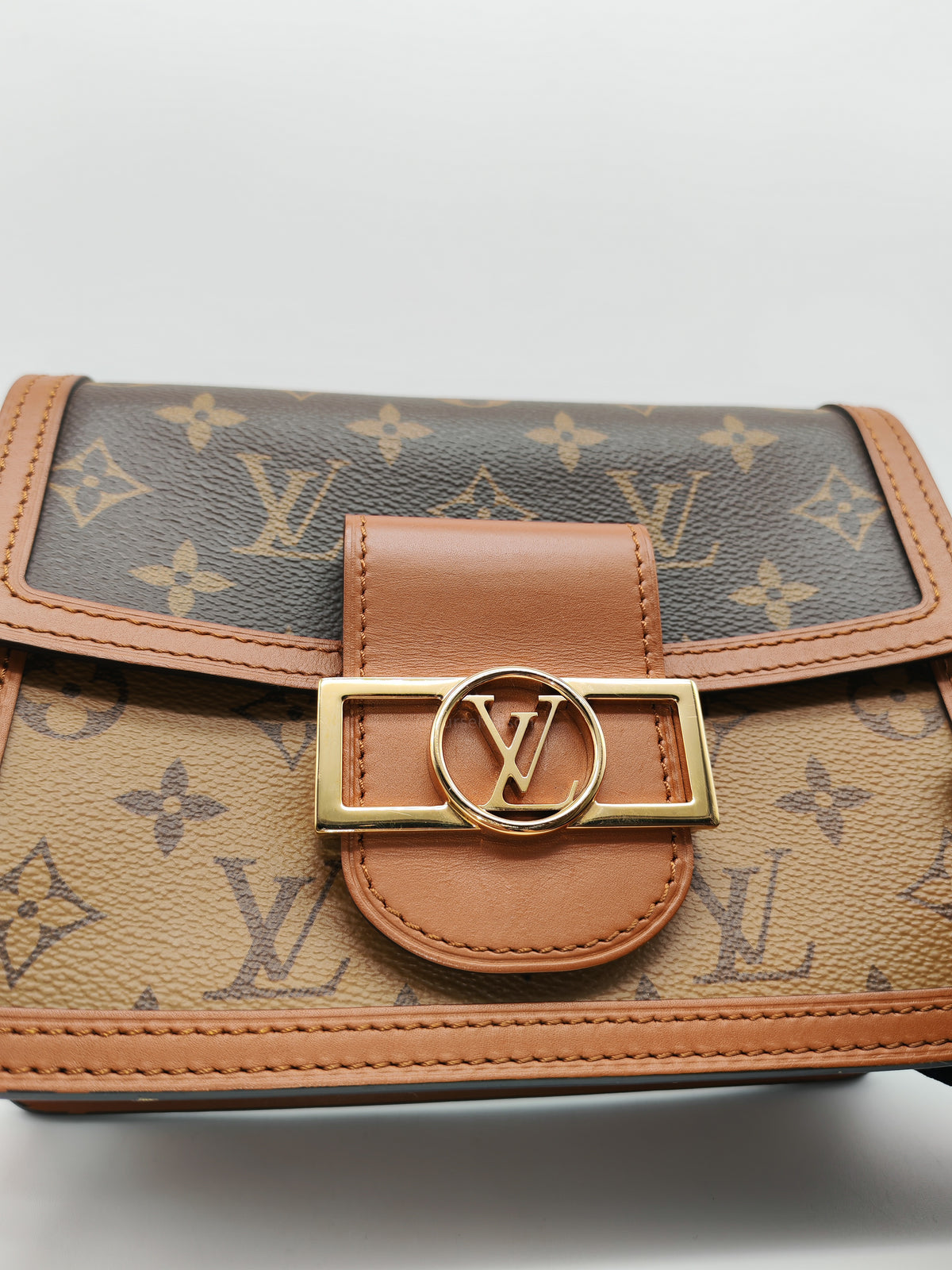 Louis Vuitton Mini Dauphine Bag in Monogram Reverse Canvas and Gold Hardware (Datecode: AA3179)
