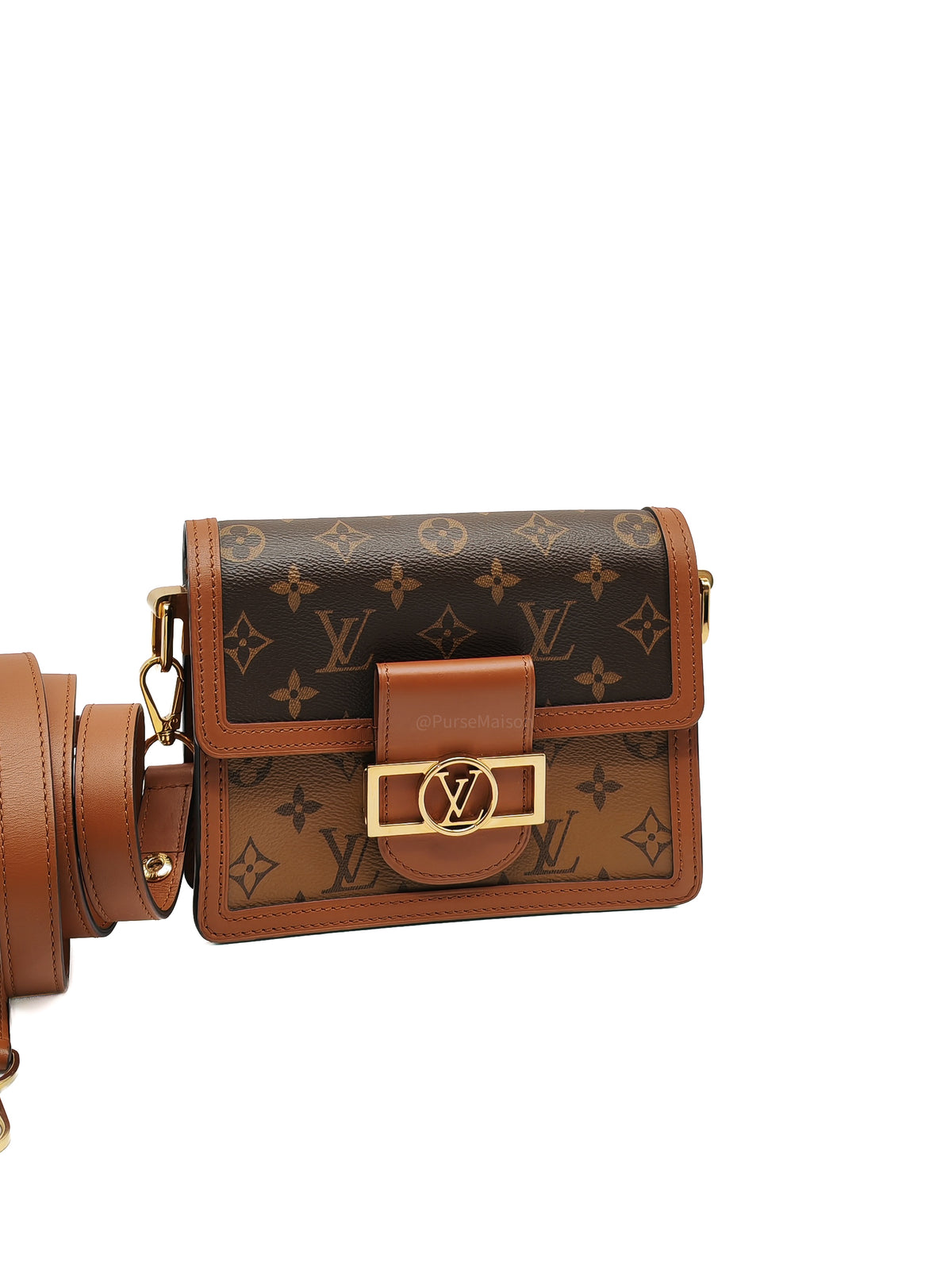 Louis Vuitton Mini Dauphine Bag in Monogram Reverse Canvas and Gold Hardware (Datecode: AA3179)