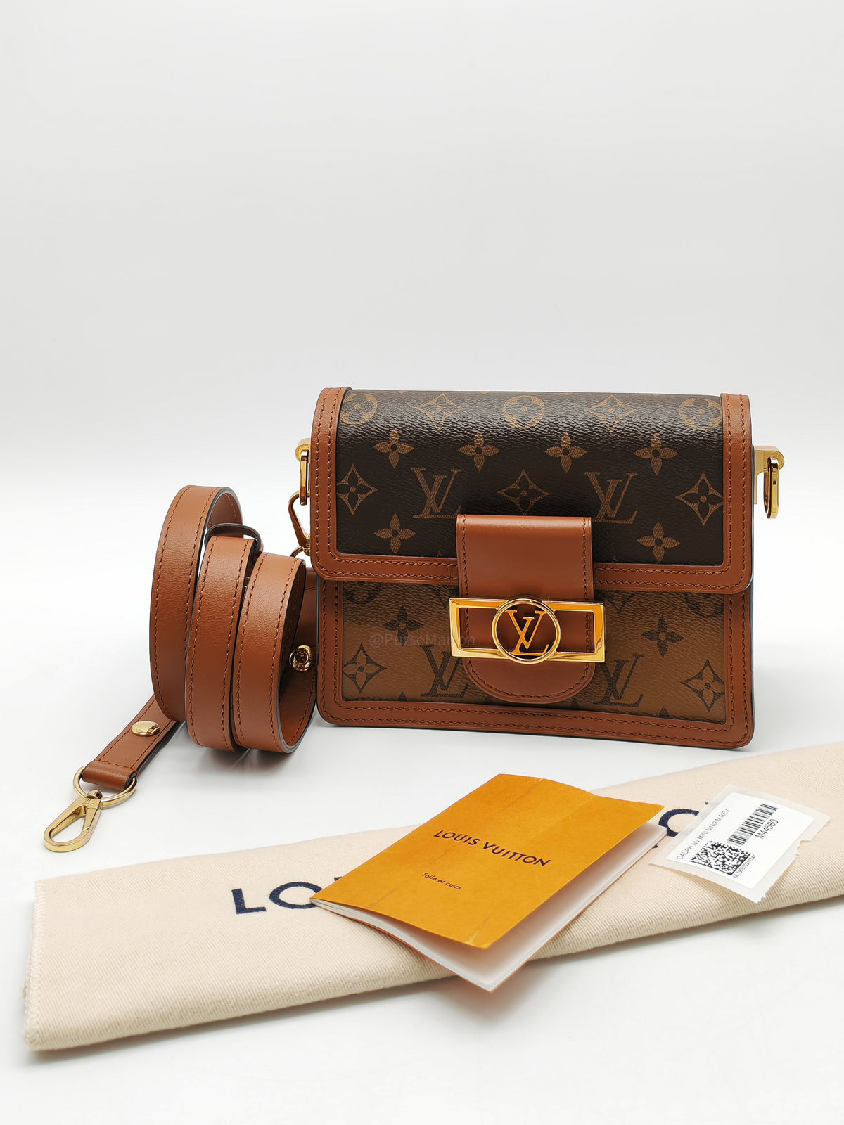 Louis Vuitton Mini Dauphine Bag in Monogram Reverse Canvas and Gold Hardware (Datecode: AA3179)