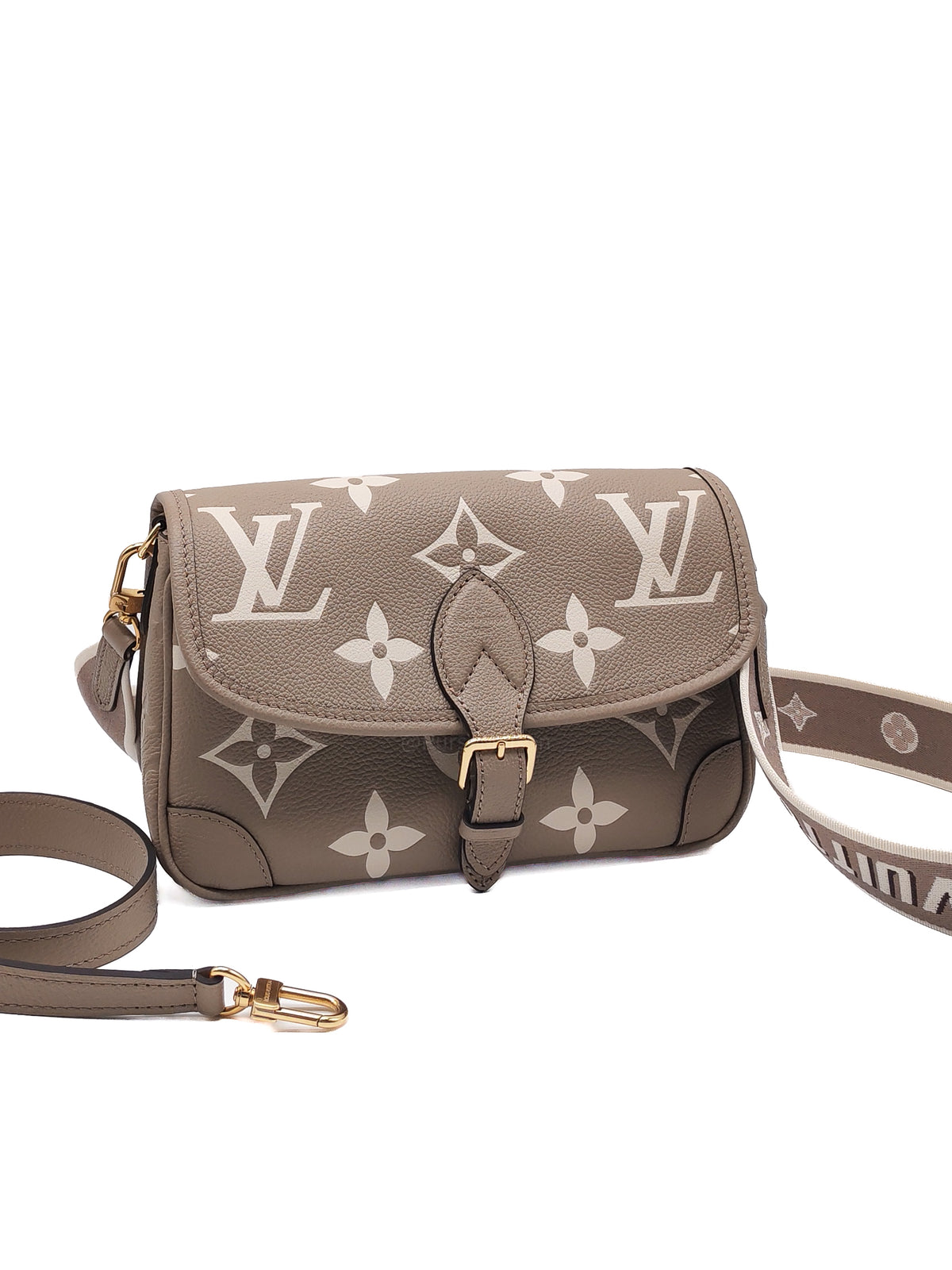 Louis Vuitton Diane PM in Beige Monogram Empreinte Leather and Gold Hardware Microchip