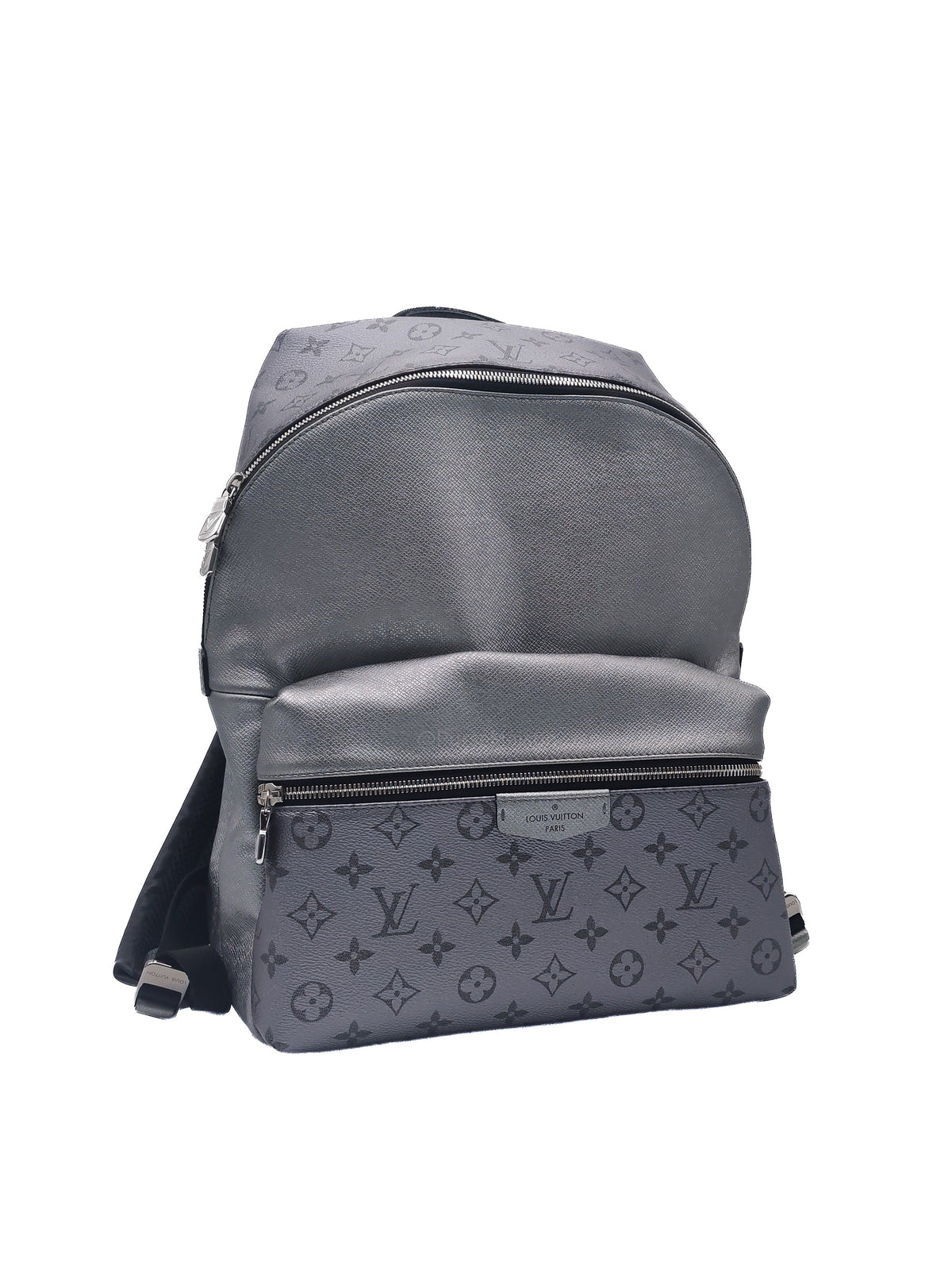 Louis Vuitton Discovery Backpack PM in Sleek Silver Metallic Grey Monogram Canvas and Silver Hardware Mircochip