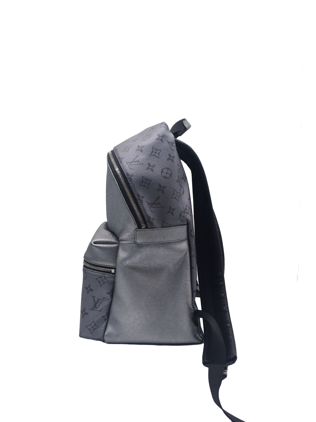 Louis Vuitton Discovery Backpack PM in Sleek Silver Metallic Grey Monogram Canvas and Silver Hardware Mircochip