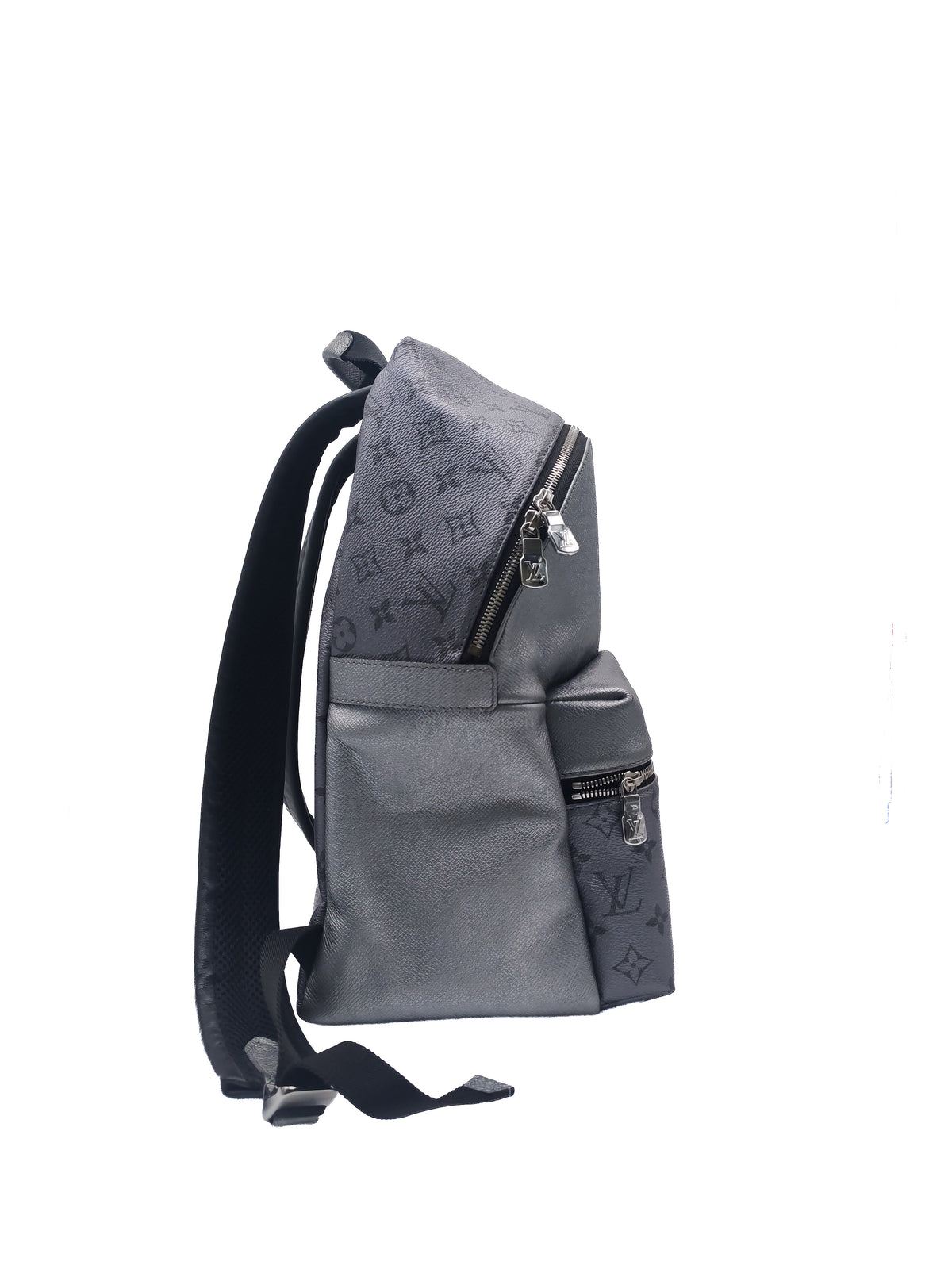 Louis Vuitton Discovery Backpack PM in Sleek Silver Metallic Grey Monogram Canvas and Silver Hardware Mircochip