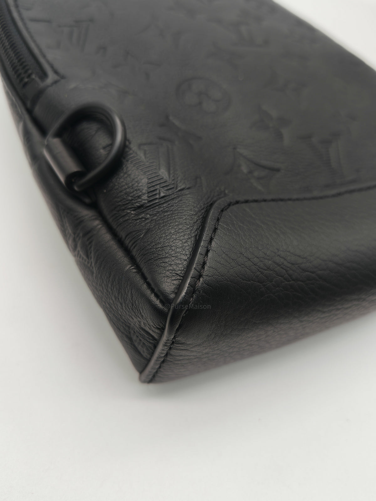 Louis Vuitton Duo Sling Bag in Monogram Shadow in Black Calfskin Leather