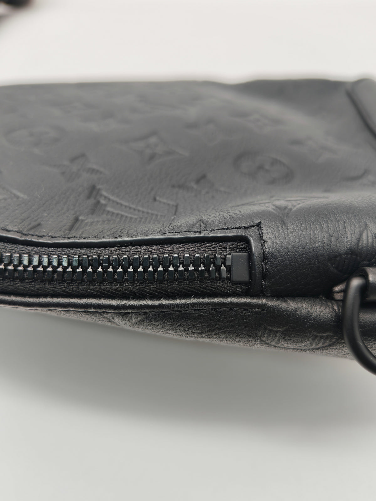 Louis Vuitton Duo Sling Bag in Monogram Shadow in Black Calfskin Leather