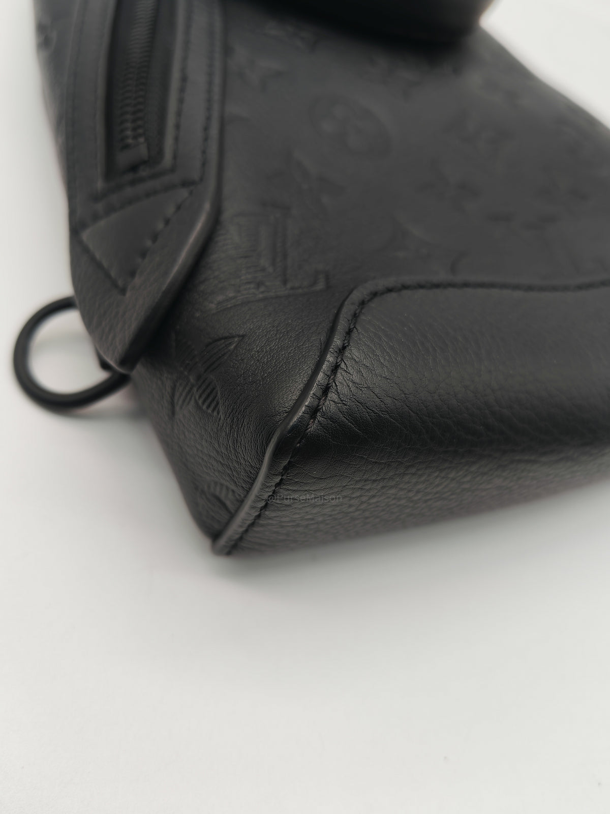 Louis Vuitton Duo Sling Bag in Monogram Shadow in Black Calfskin Leather