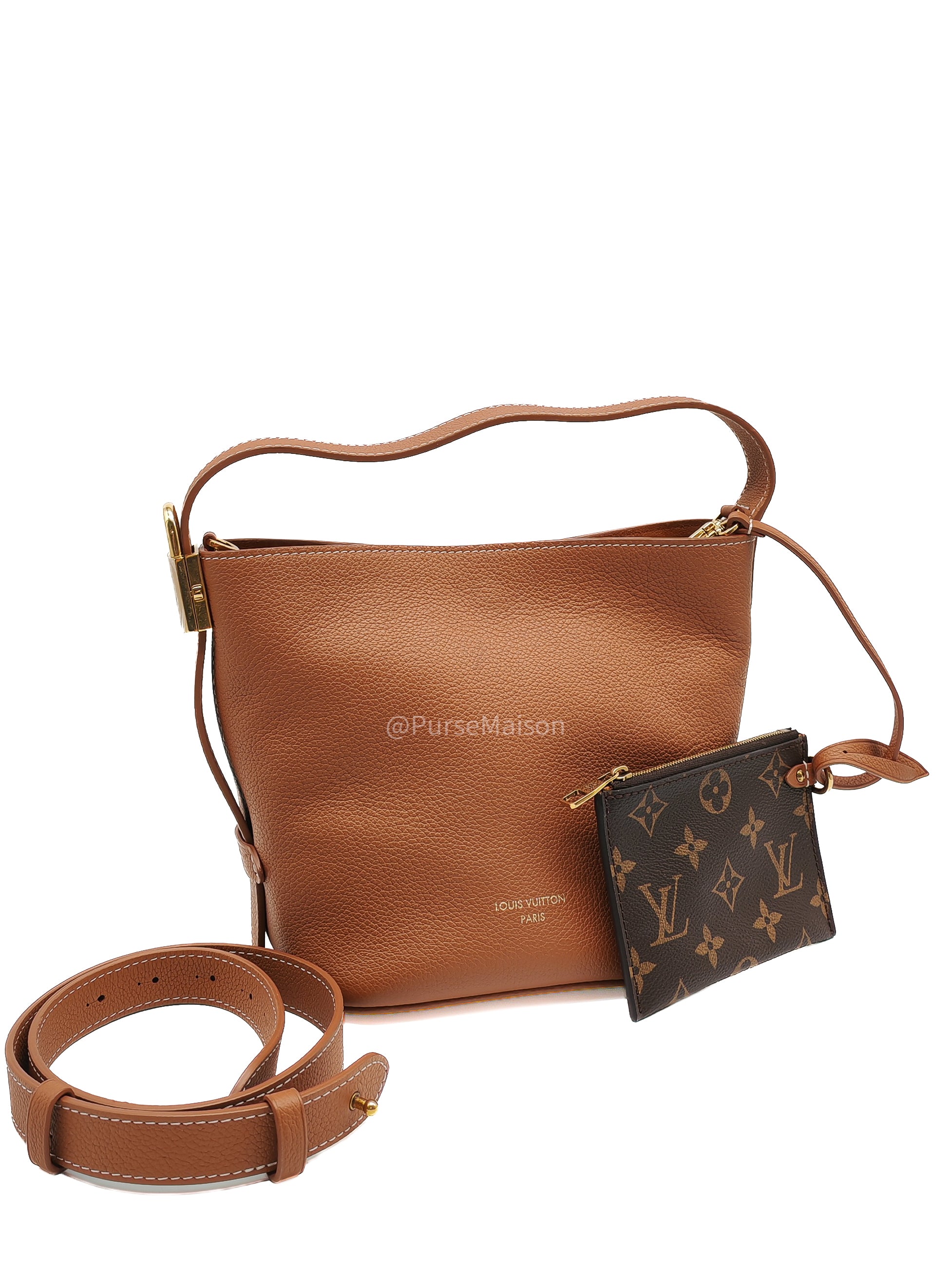 Louis Vuitton Low Key All BB in Cognac Grained Calfskin Leather and Gold Hardware Microchip